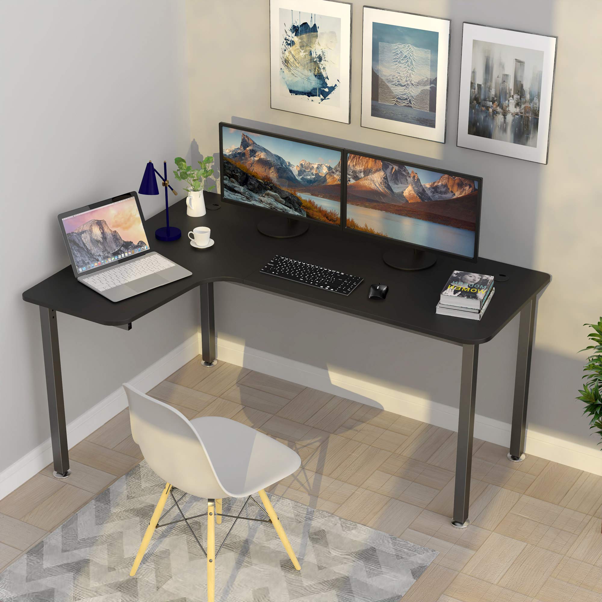 L Shaped Desk,61 inch Corner Gaming Desk,Modern PC
