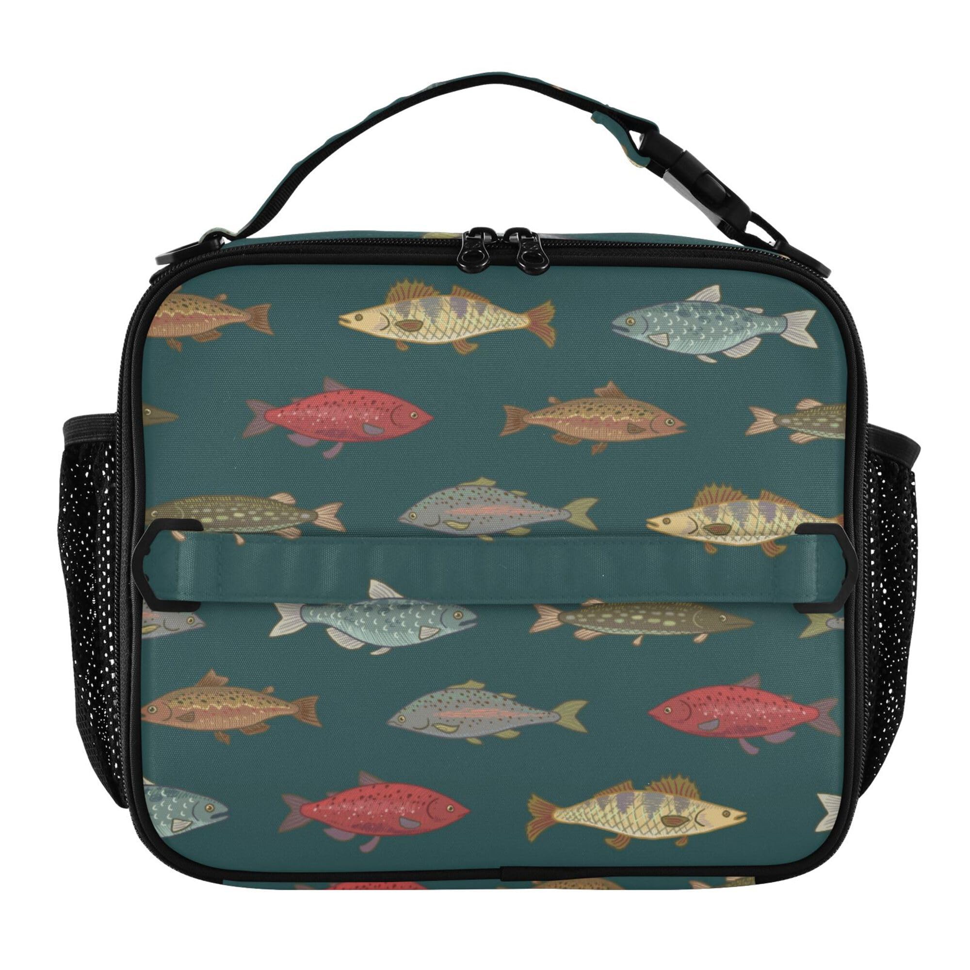 Glaphy Fish Pattern Kids Lunch bag Insulated Lunch Box Mini Cooler Back to School Meal Tote Bag for Girls Boys