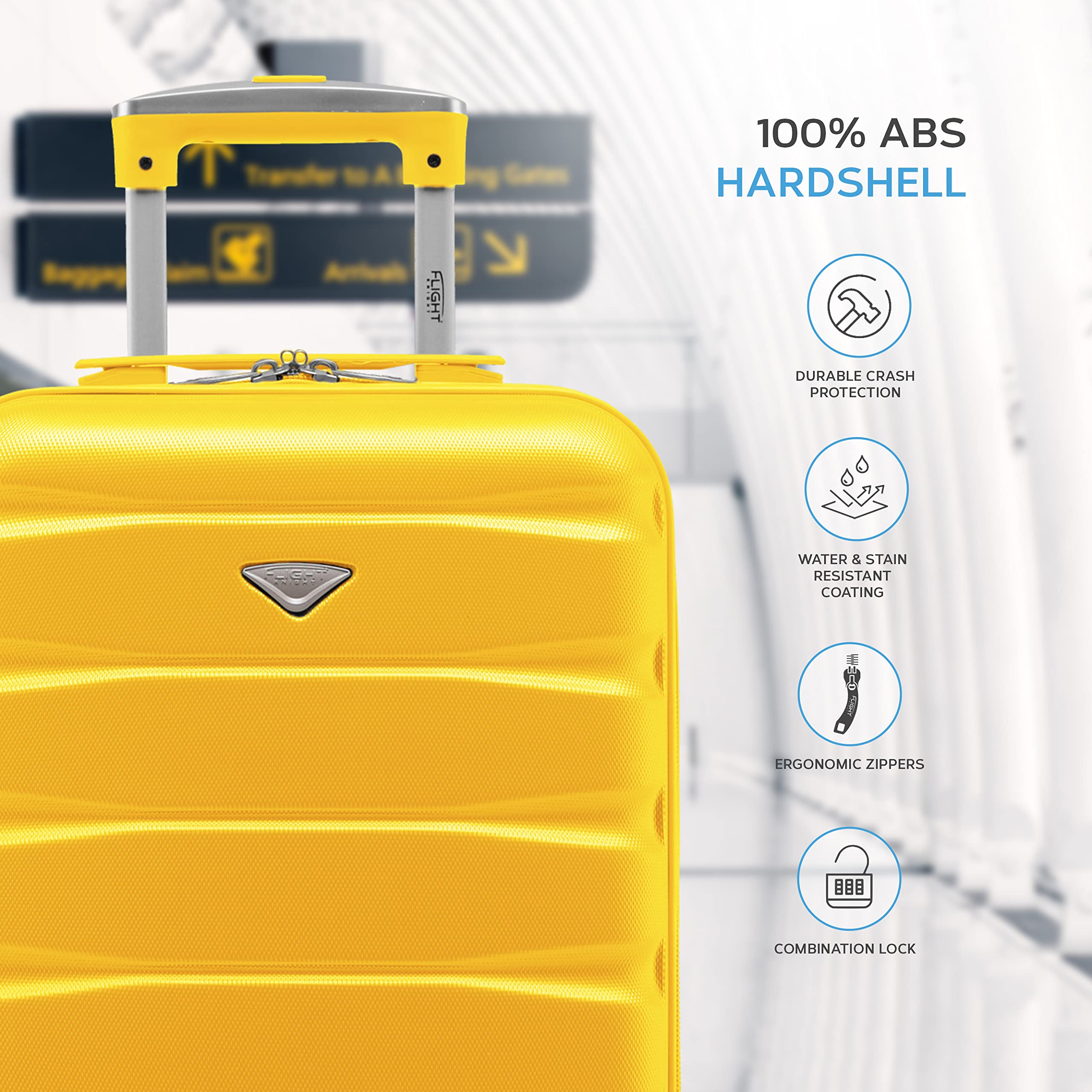 Flight Knight Cabin Suitcase 55x40x20 Ryanair Priority, EasyJet, Jet2 Lightweight Small Durable 4-Wheel Cabin Case, Carry-On for Over 60 Airlines, Hard Shell, 10kg Hand Luggage Bag (55 x 40 x 20 cm)