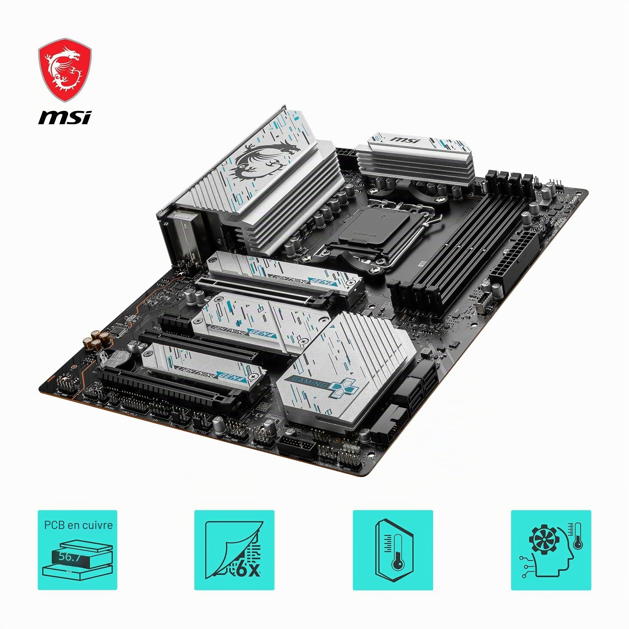 MSI X670E Gaming Plus WiFi Carte mère, ATX, Prend en Charge Les processeurs AMD Ryzen 9000, 8000 & 7000, AM5 – DDR5 Memory Boost 7800+MHz/OC, PCIe 5.0, M.2 Gen5, 2.5G LAN, Wi-FI 6E