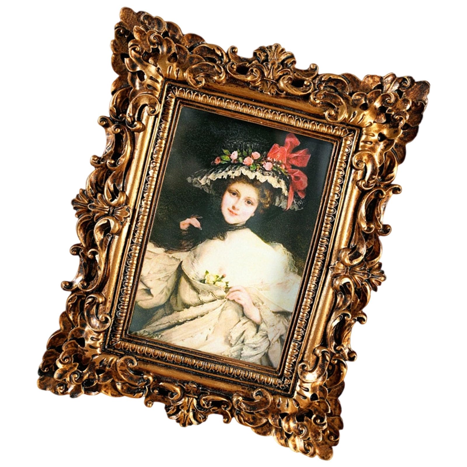 Bottone Picture Frame, Minis Antique Ornate Photo Frame for Tabletop Wall Display, Old Fashioned Photo Gallery Art Decors Vintage Picture