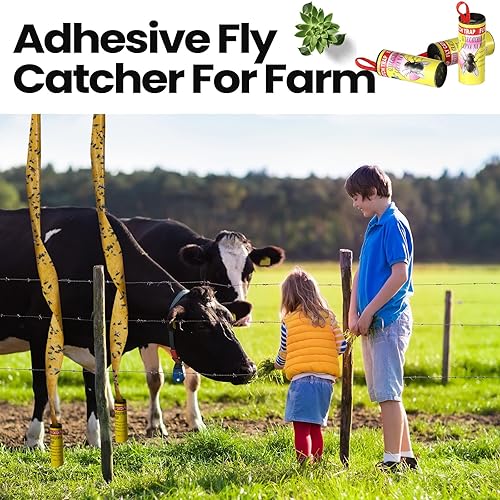 Miniatura 5 de Qualirey Paquete de 160 tiras adhesivas para moscas para interiores y exteriores, cinta de papel para colgar moscas, trampa para insectos voladores,