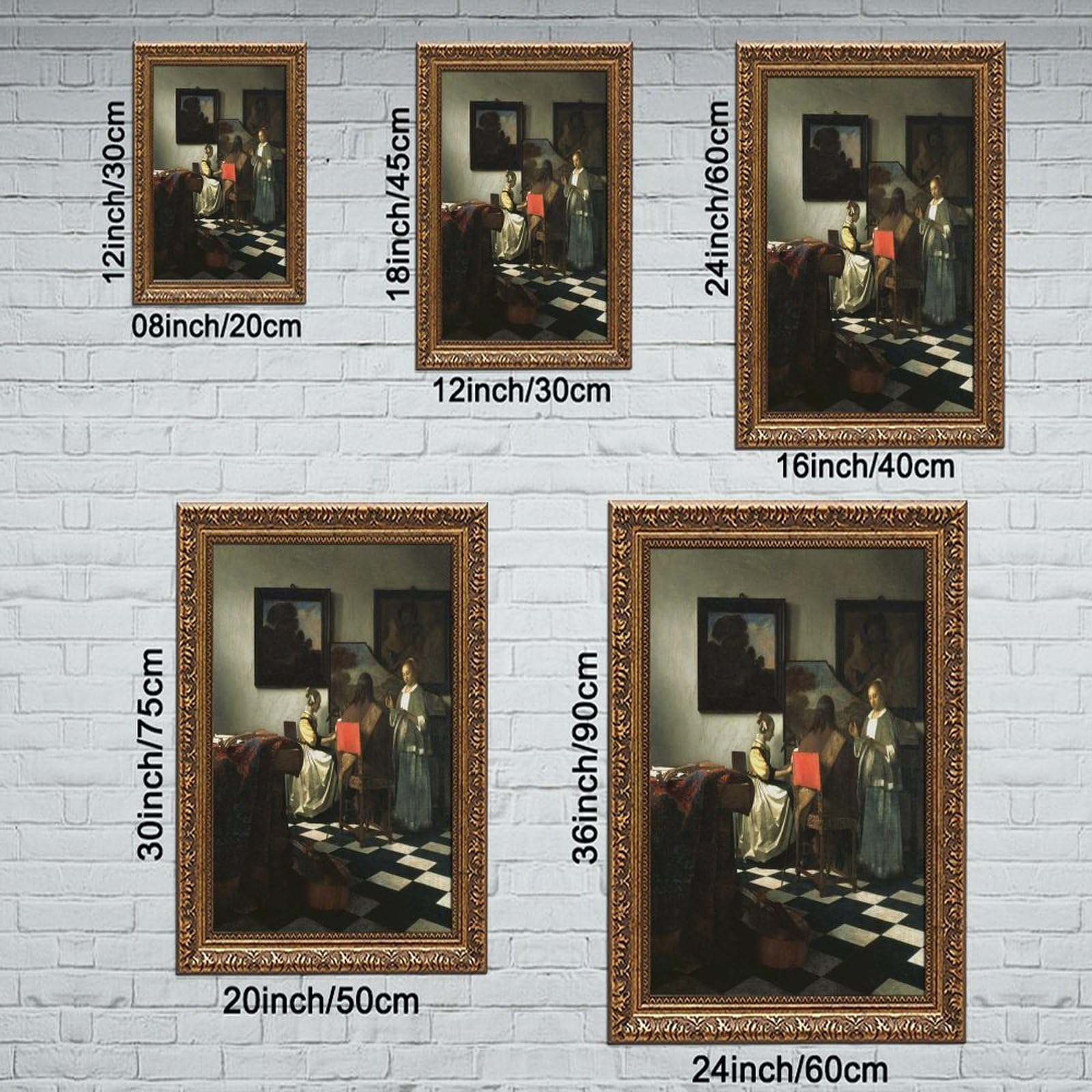 WCYB The Concert by Johannes Vermeer Poster stampe su tela Deco Dipinti Wall Art Hangable Frame 61 cm L x 91,4 cm W