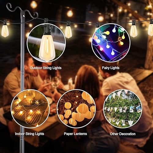 Miniatura 6 de Lightdot Postes de luz para exteriores, postes de luz de metal de 9 pies para patio exterior con tenedor para colgar en exteriores, patio trasero,