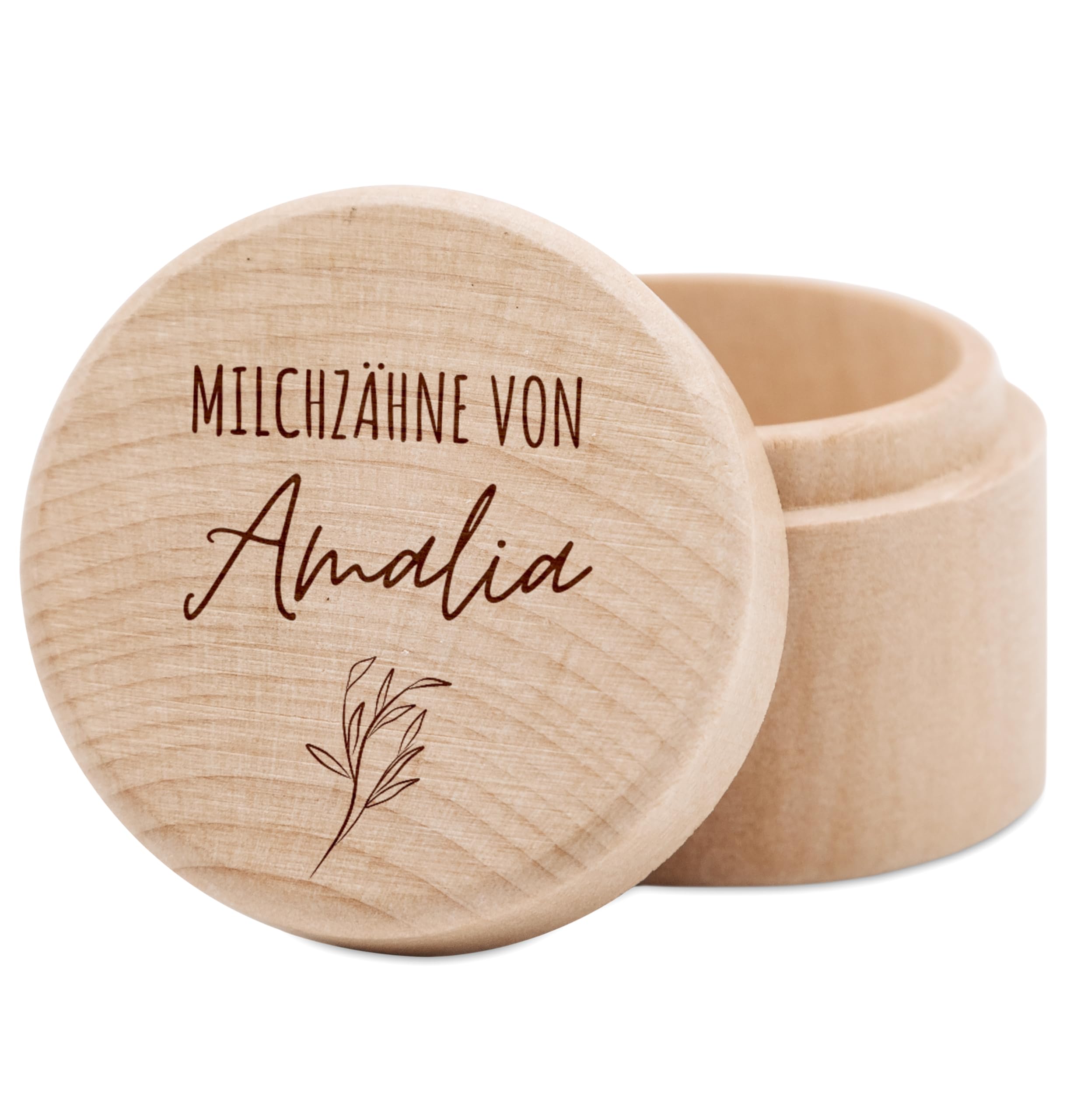 wunderwunsch® - Milchzahndose personalisiert aus Holz mit hochwertiger Gravur - Zahndose Milchzähne als Erinnerung an die ersten Zähnchen (Milchzähne)