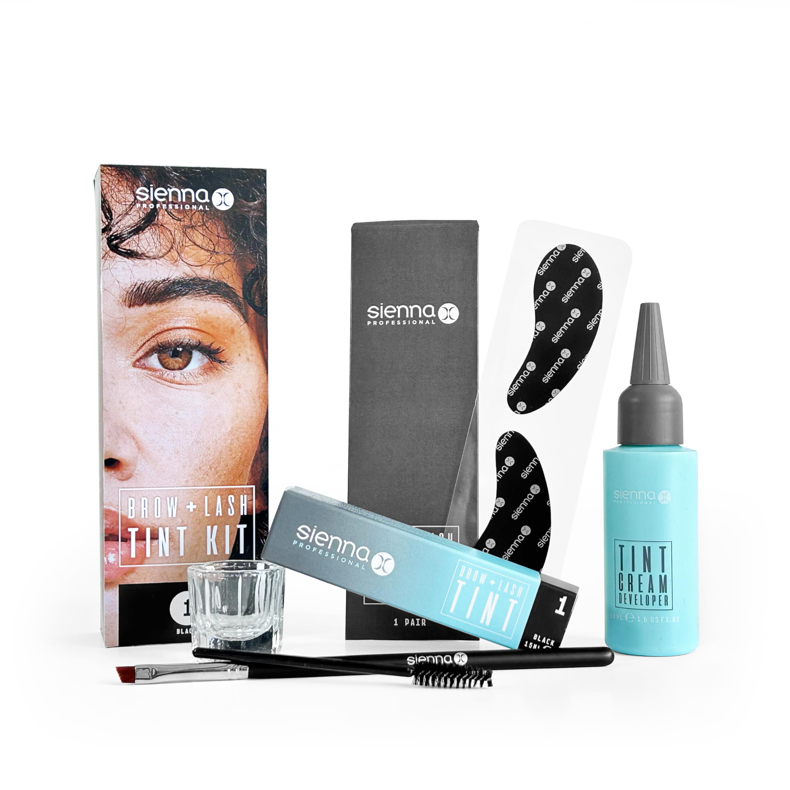 Sienna X Brow & Tint Kit Box- Eyebrow Tint Kits, 2-in-1 Tint Kit, Eyelash and Eyebrow Tint Kit- long-lasting 6 weeks results. Ultimate solution for perfectly tinted eyebrows and lashes (Black)