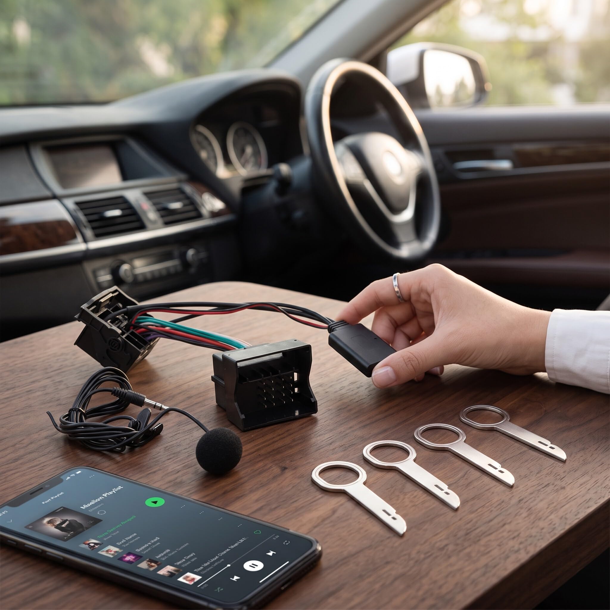 Ejoyous Adattatore Audio Wireless Bluetooth 5.0, Adattatore per Auto Bluetooth Aux, Cavo Aux in Adattatore Musicale Bluetooth con Microfono Sostitutivo per Focus Mondeo Fusion