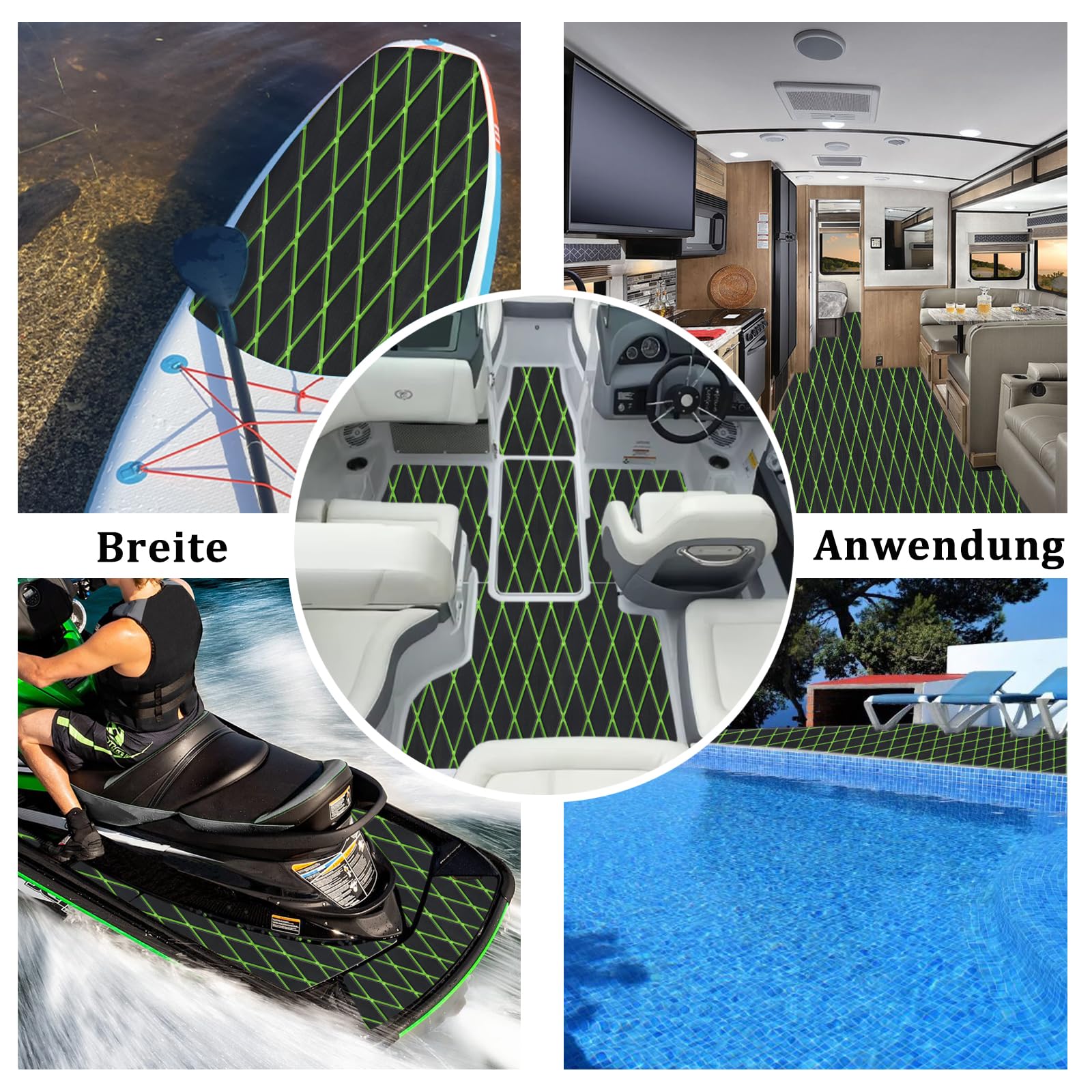 HXBYX Eva Schaum Boot Bodenbelag mit 3M Kleberückseite 6mm dick Diamant Meer Deck Boot Teppich Marine Anti-Rutsch Selbstklebende Bodenbelag Blatt für Kajak Yacht SwimPool RV, 240x112/72/40cm