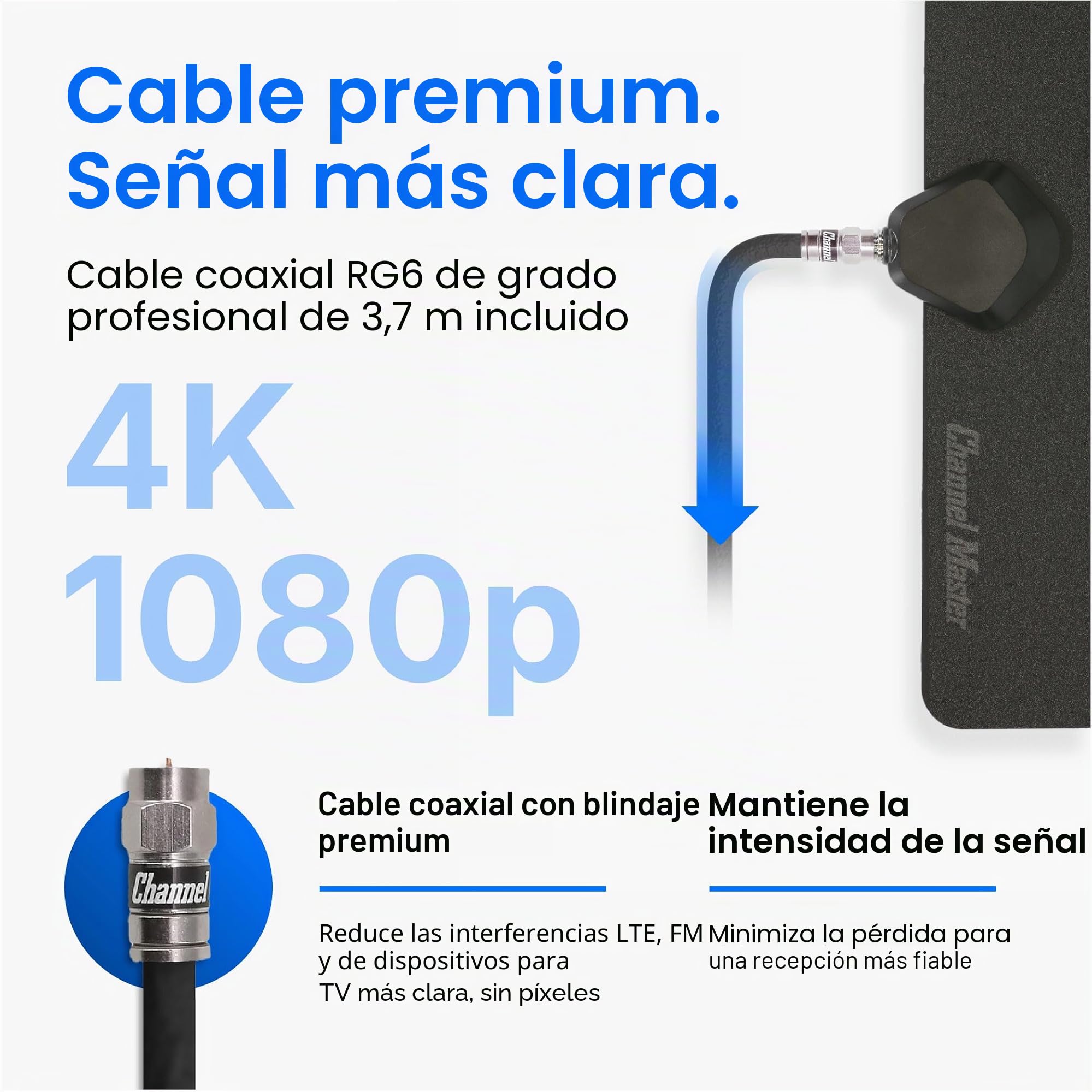 Channel Master FLATenna - Indoor Digital HDTV Antenna, 12' Coaxial Cable, Superior Reception Range & Signal Reliability, Supports 4K Smart TVs, OTA Broadcast & NextGen TV, Easy Install