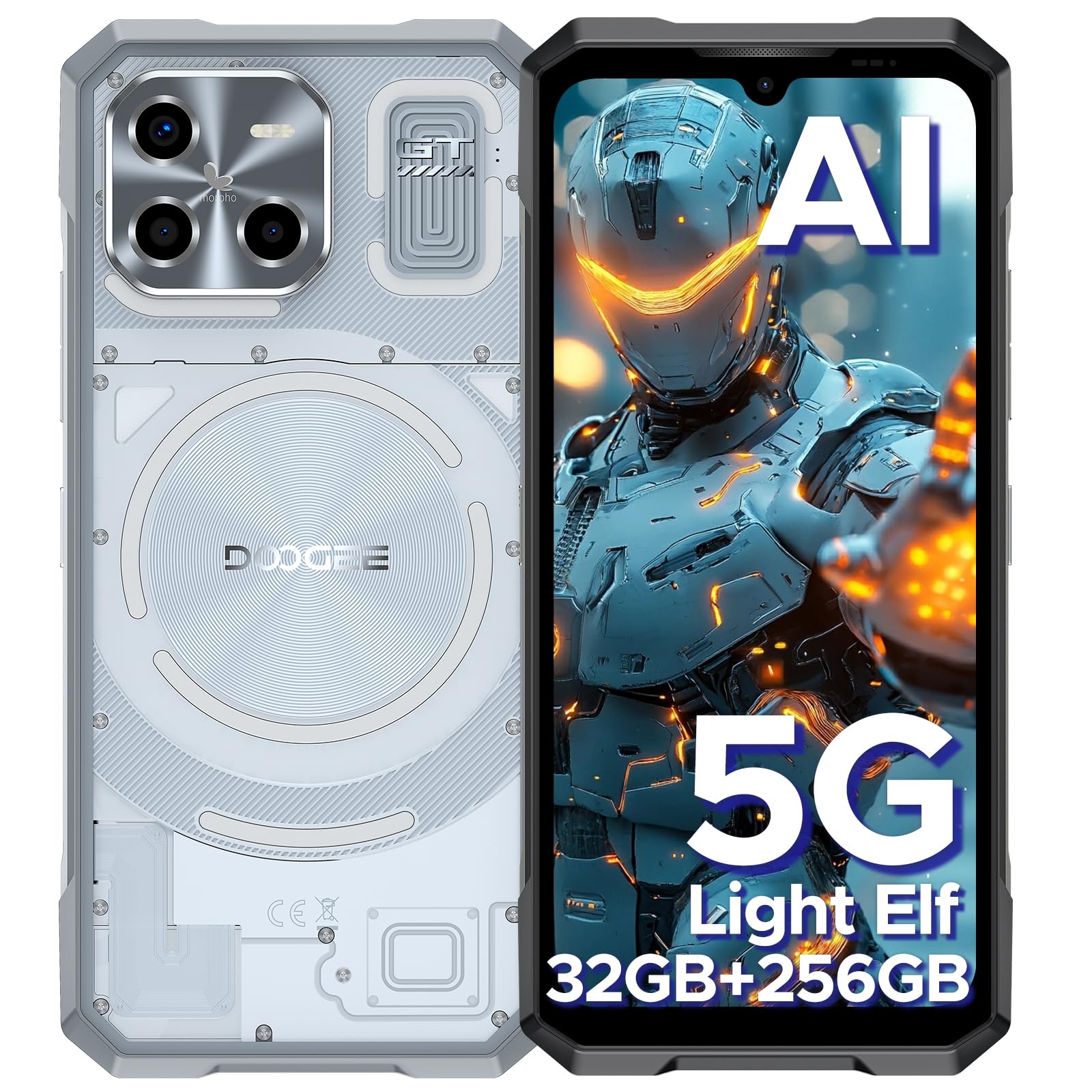 DOOGEE Blade GT Rugged Smartphone 5G Android Rugged Phone 32GB+256GB/2TB, 120Hz 6.72’’FHD+, Dynamic LED Light Effect, Dimensity D7050 Unlocked Android 48MP, Face Unlock/Fingerprint/WIFI6/NFC
