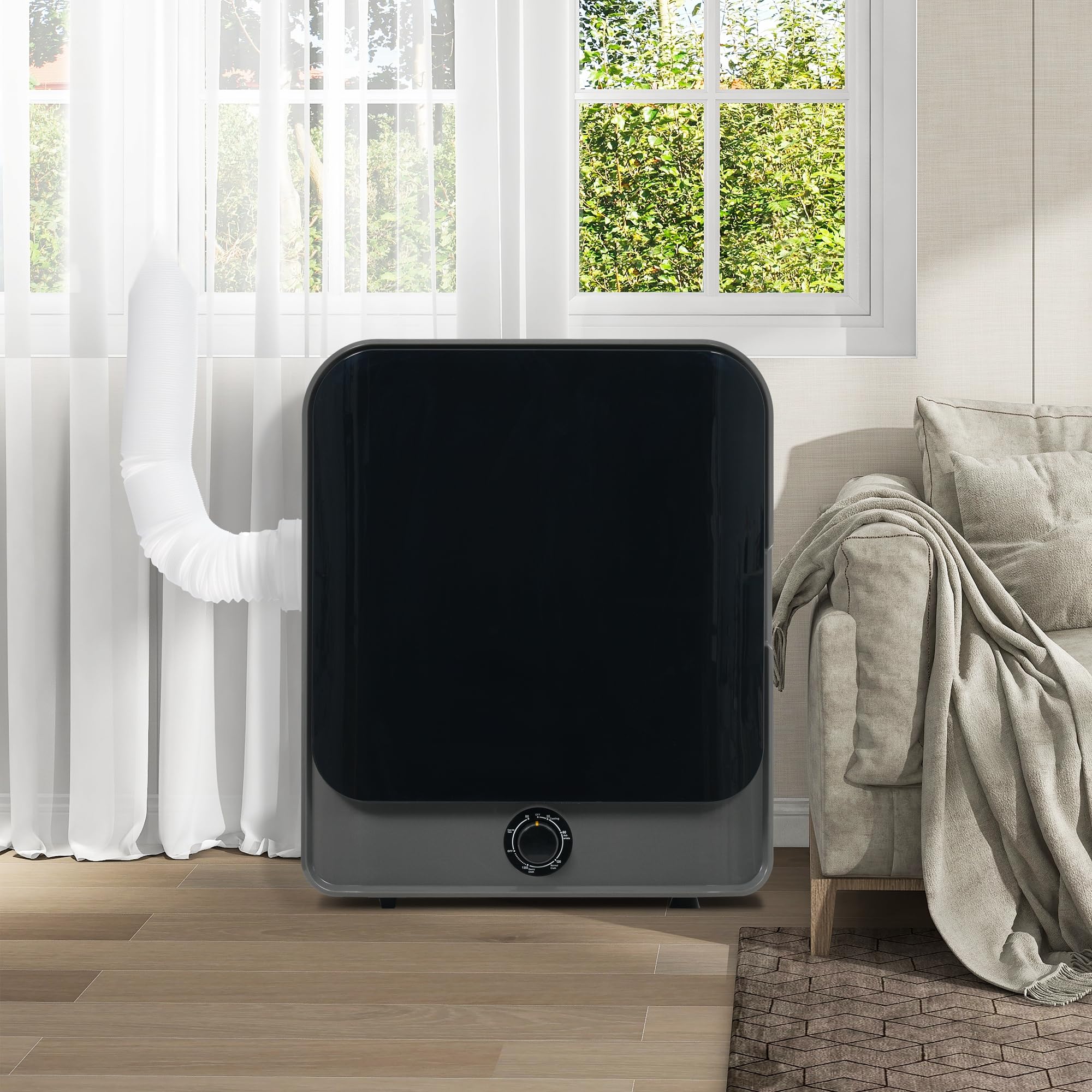 Secadora de Evacuación 4,5 kg con 5 Programas, Carga Frontal Secadora de Ropa 830 W, Montable en la Pared Secadora de Ropa con Tambor Inox, para Piso, Casa, Mobil Home, 60x50x44 cm (Gris)