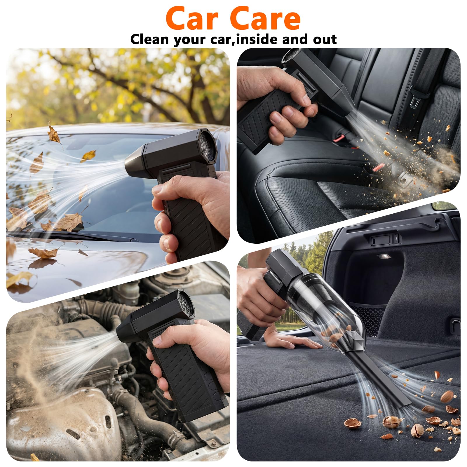 Preciva Nettoyeur à Air Comprime Électrique pour PC, Mini-souffleur Sans Fil Ultra-Puissant à 180000TR/Min, Éclairage LED, Aspirateur et Souffleur 2-En-1 Rechargeable 3 Vitesses pour Maison, Voiture