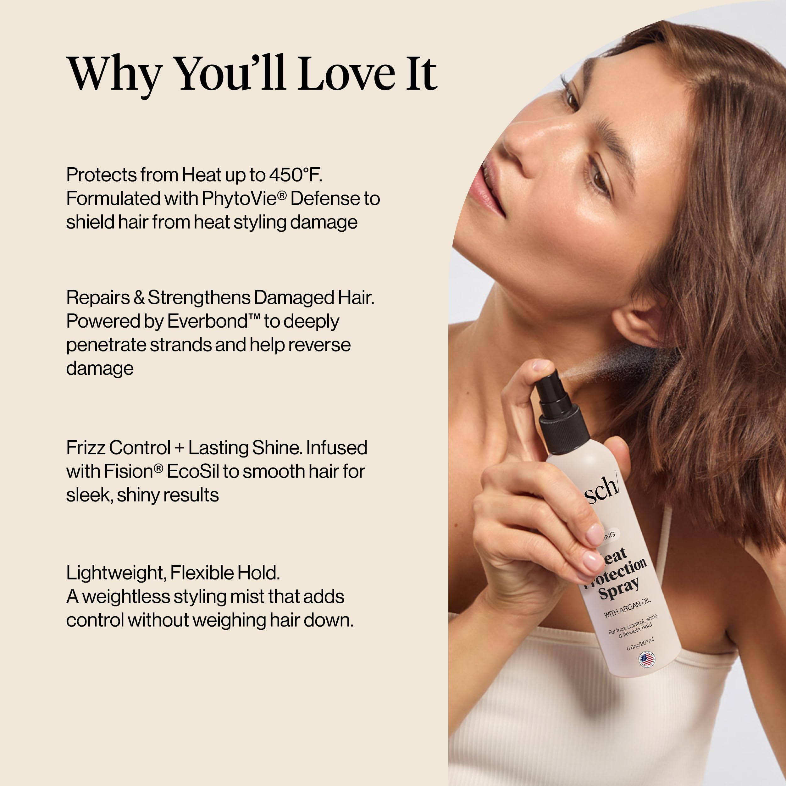 Kitsch Heat Protection Spray for Hair – Heat Protectant for Hair with Argan Oil – Styling Hair Spray for Frizz Control, Shine & Damage Protection – Protects Strands | Ideal Gifts for Women – 6.8oz