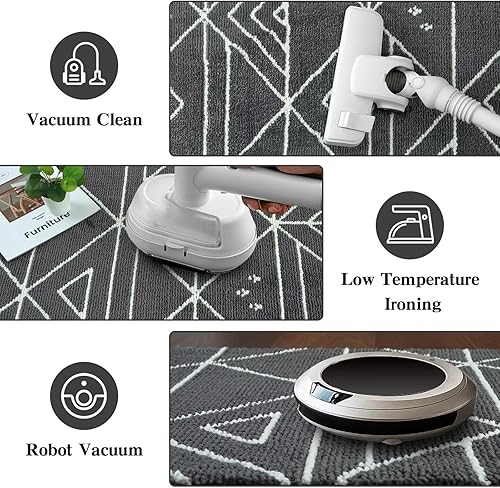 Miniatura 7 de Alfombra marroquí grande de 11 x 15 pies, alfombra suave y gruesa para dormitorio, alfombra moderna de color gris, alfombra geométrica de pelo bajo,