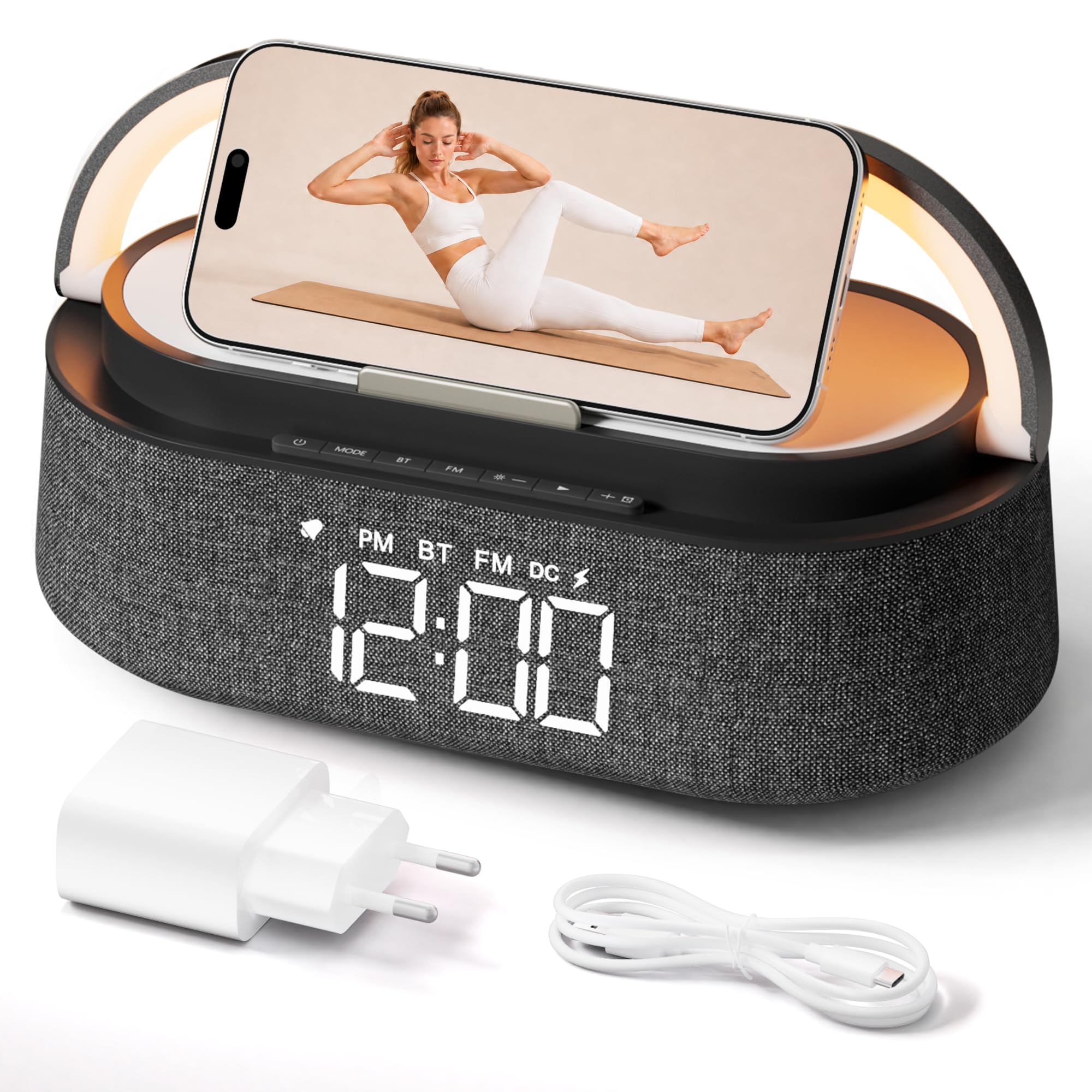 COLSUR Radio Réveil Digital avec Chargement sans Fil avec Lampe