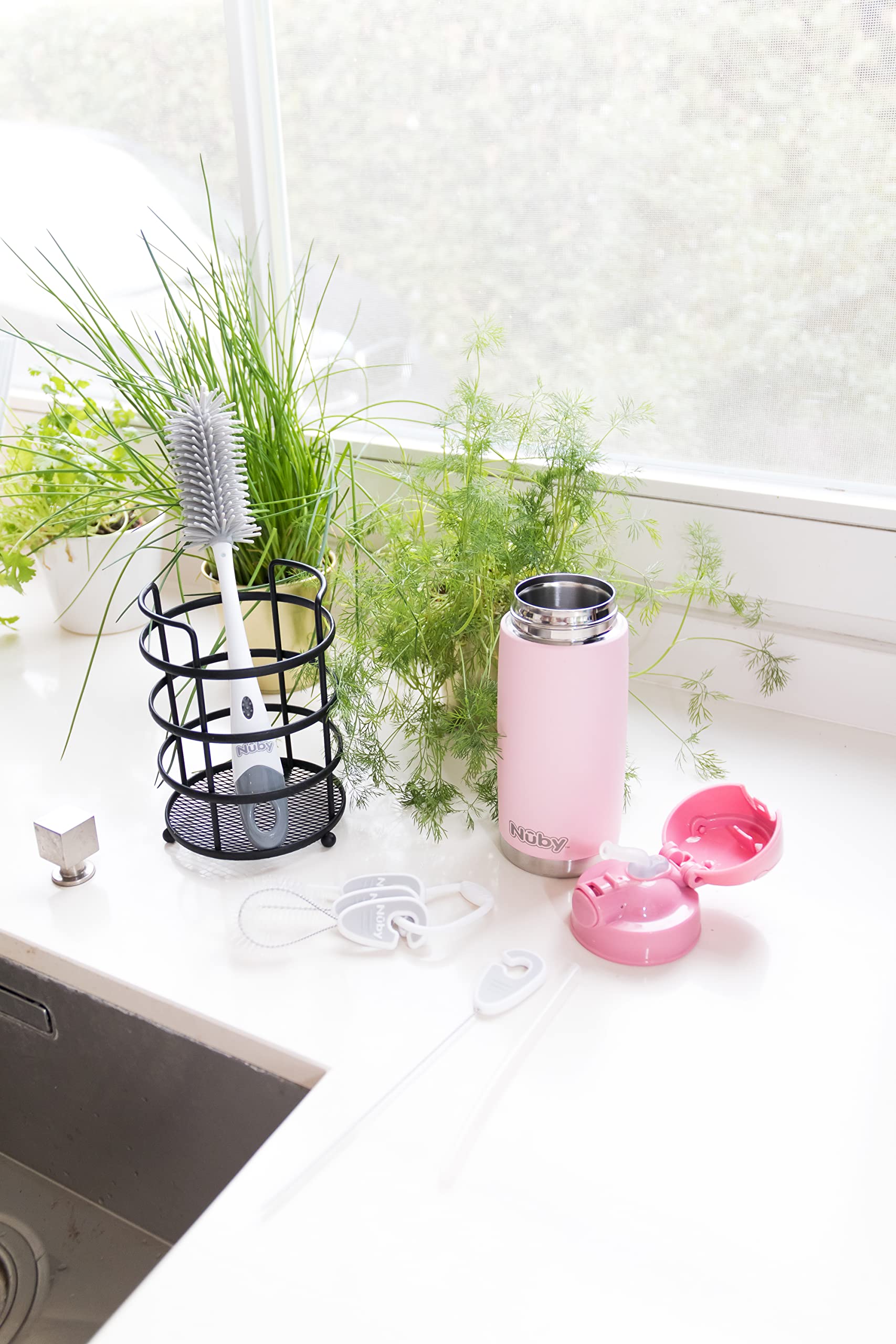 Nuby - goupillon & support en silicone - 1 Pièce
