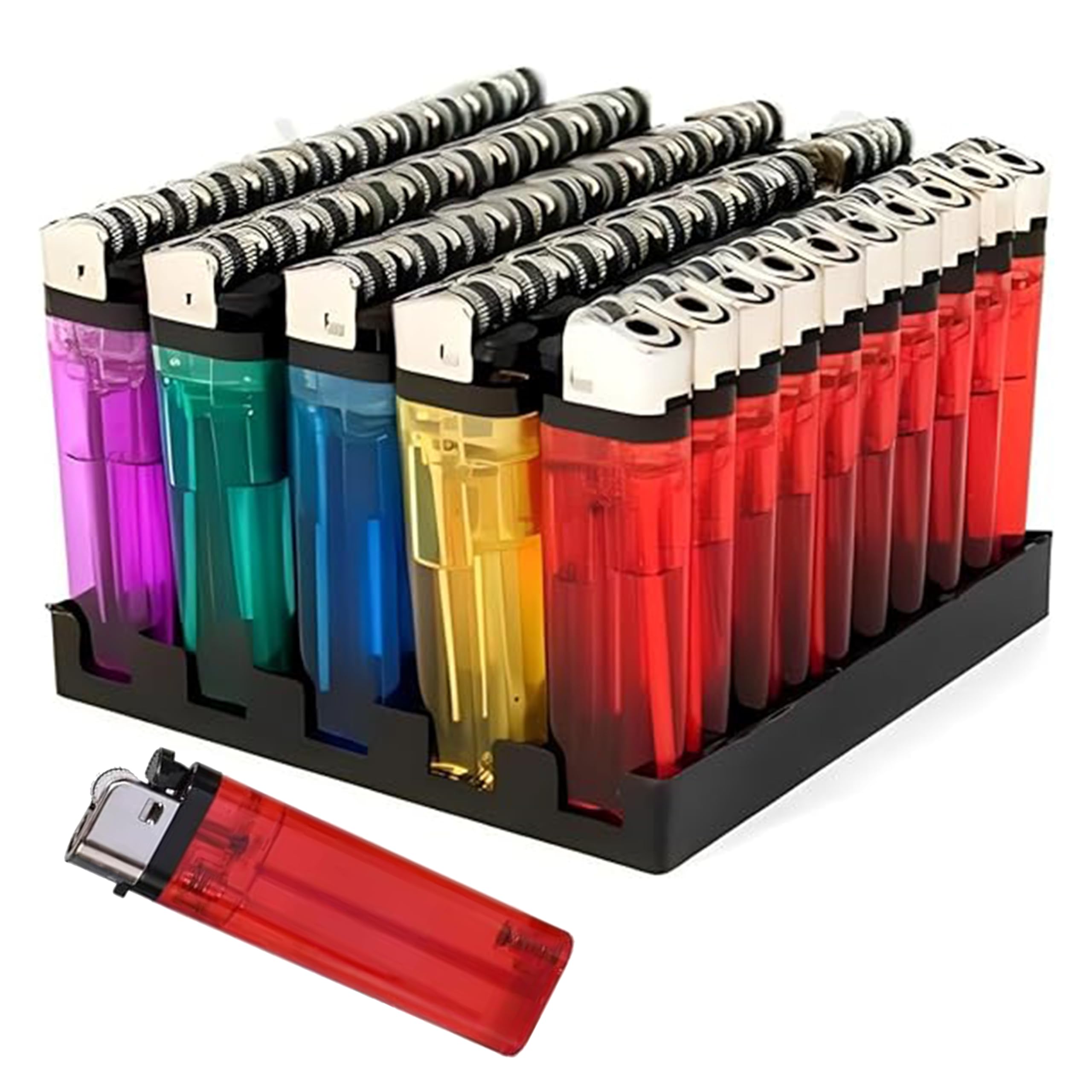 Aspect Multipurpose Disposable Lighters Pack of 50, Multipack Windproof Adjustable Long Lasting Flame, Pocket lighters, Gas Lighters Use for Camping, Outdoor BBQ, Candle