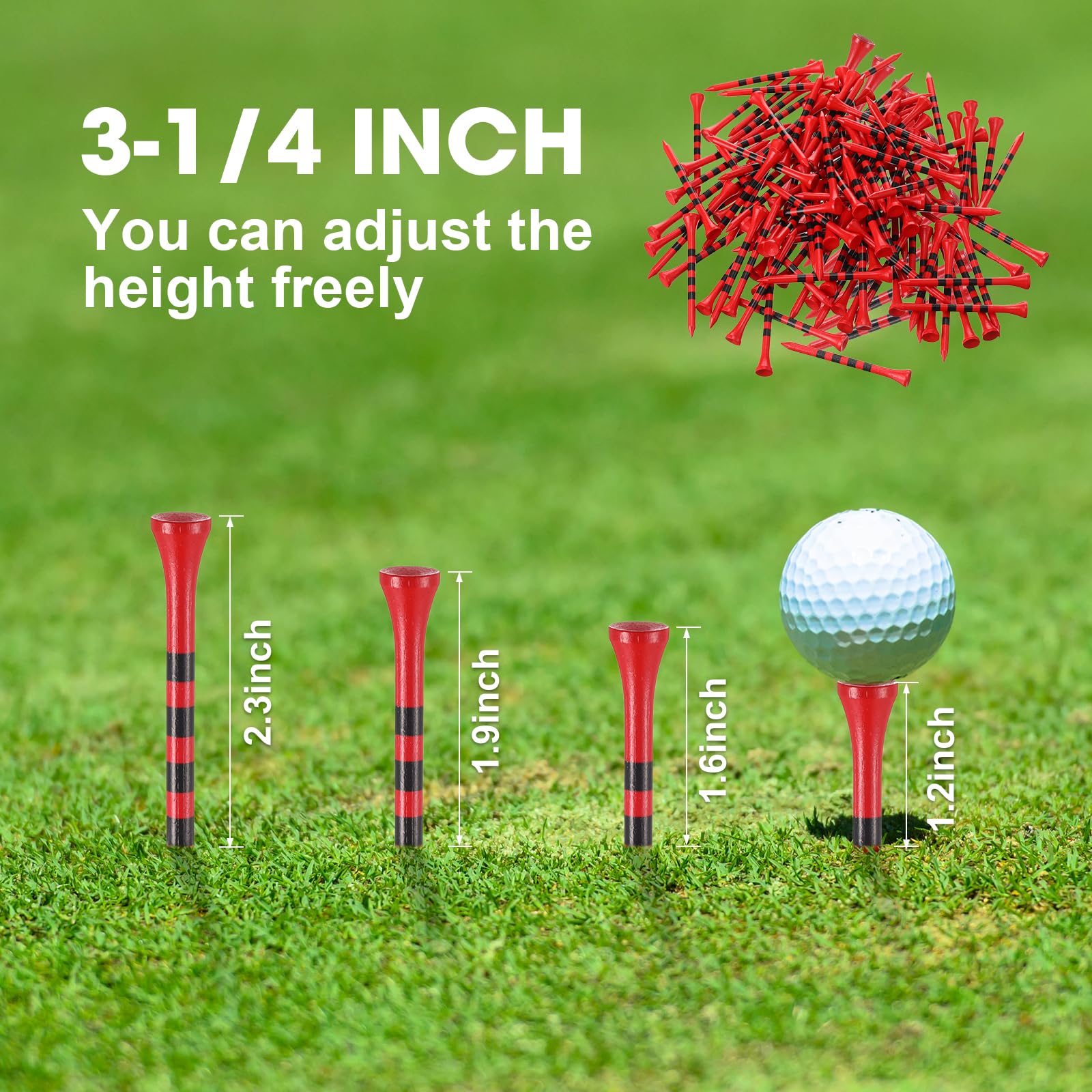 Vinsot 1000 Stück Golf-Tees aus Holz, Golf-Tees für Damen, Herren, Damen, Clubs, Golfball, Themenparty-Zubehör