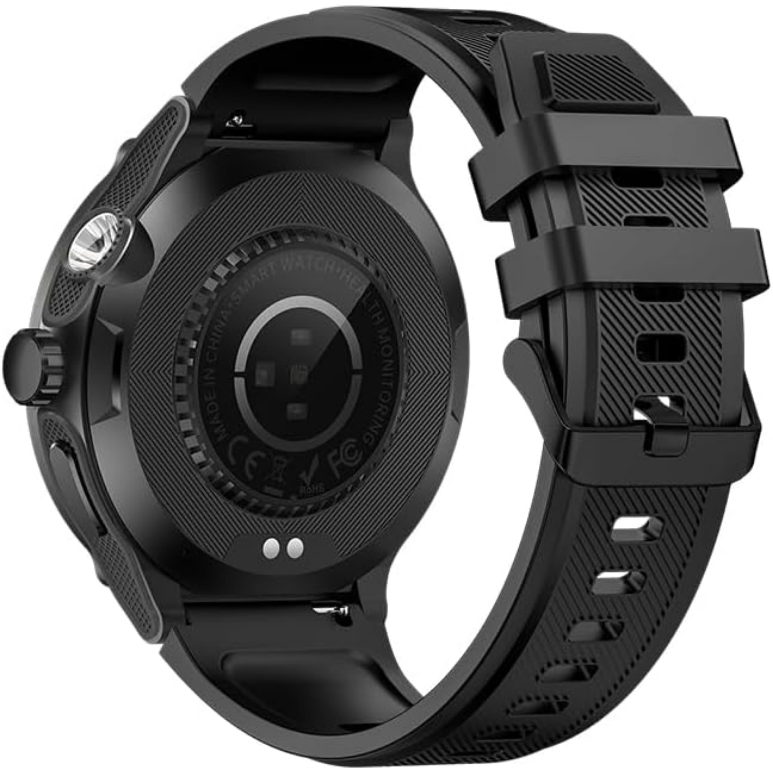 Montre Connectée Homme Sport Watch 1.53" HD 3ATM Etanche Smartwatch Militaire Boussole Torche LED Fréquence Cardiaque SpO2 Noir