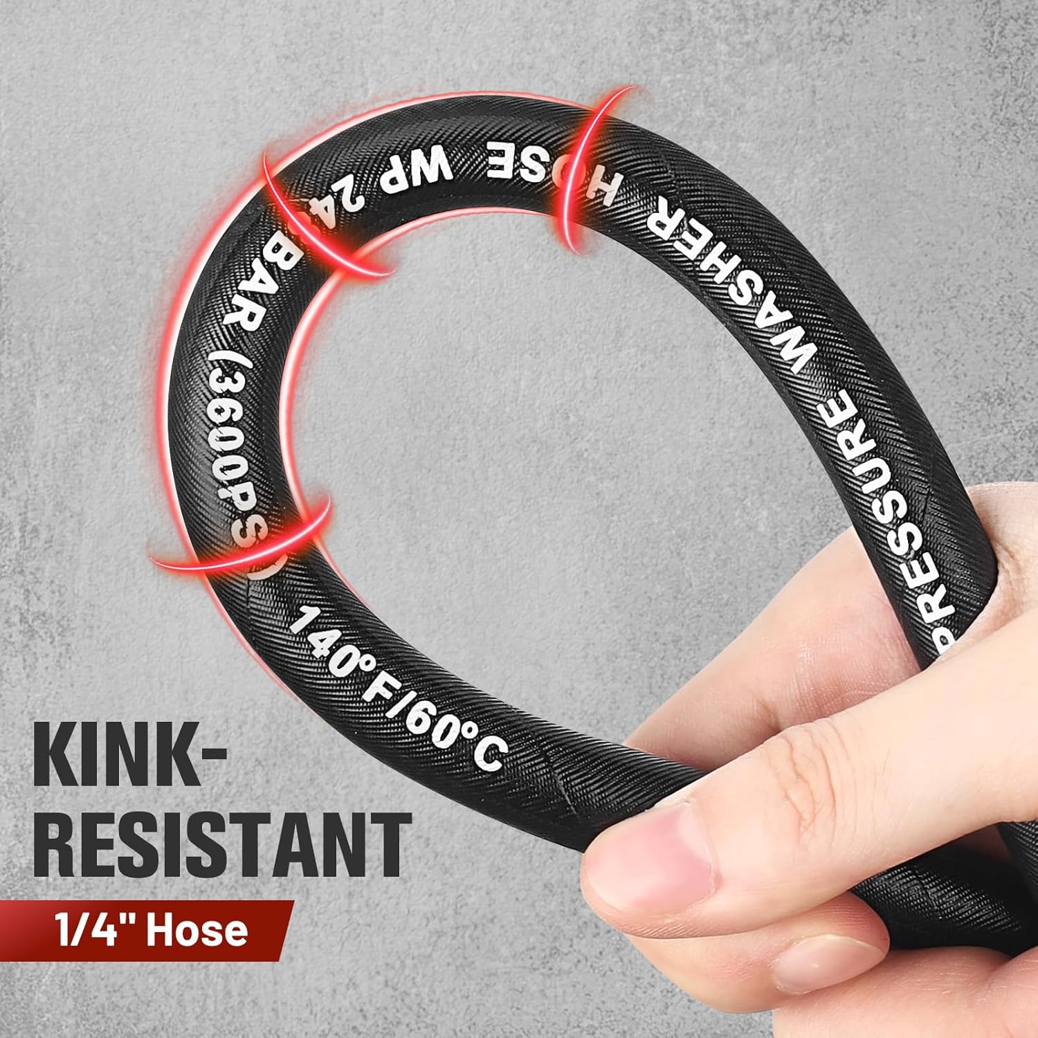 33FT Steel Wire Braided Washer Hose – Kink-Resistant, 248Bar / 3600 PSI, Burst-Resistant Replacement Hose with M22 Fittings – Compatible with Ryobi, Greenworks, Troy-Bilt, Most Power Washers.