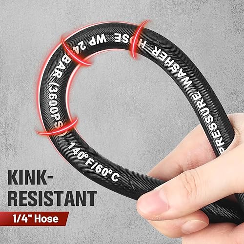 Miniatura 4 de Manguera de arandela trenzada de alambre de acero de 50 pies, resistente a las torceduras, 248 bares3600 PSI, manguera de repuesto resistente a las