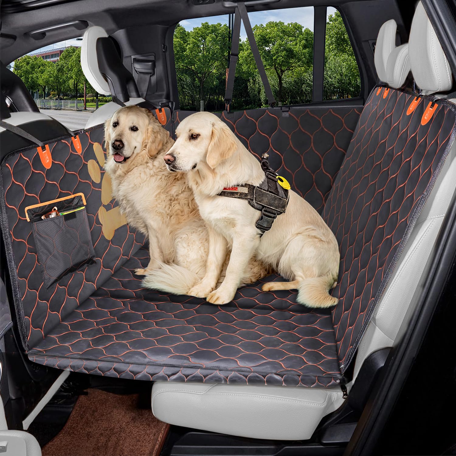 BABYLTRL Back Seat Extender for Dogs, Dog Car Seat Cover for Back Seat, Dog Back Seat Cover Hard Bottom Support 400lbs, Dog Hammock for Car Thickened Waterproof Dog Bed for Car SUV Compact Truck