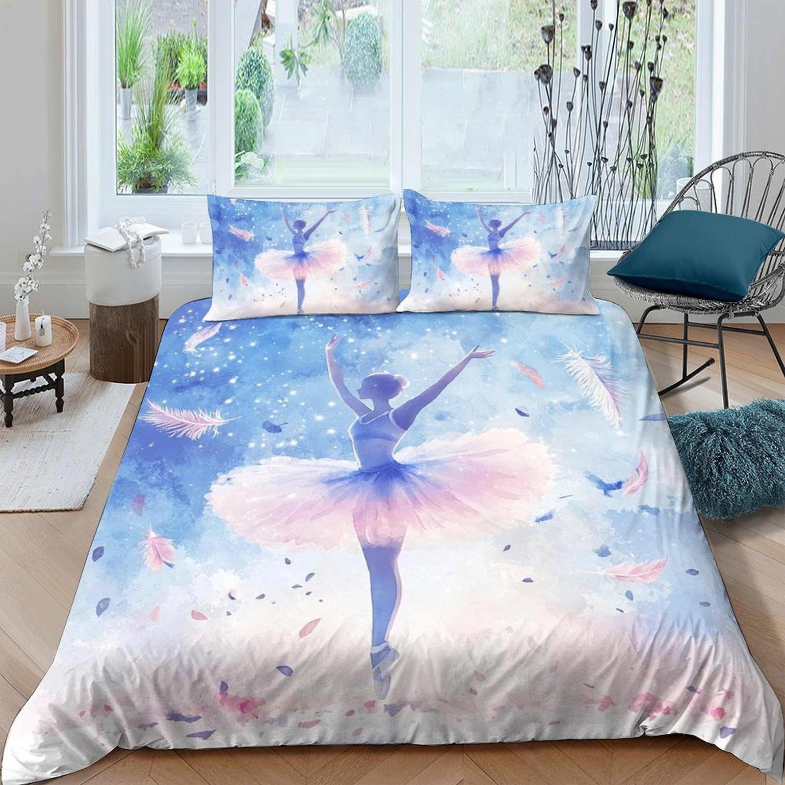 Ctjqhvkz Style-6 3D Printed Ballerina Ballet Fitted Sheet Microfiber Soft Washable Pastel Dance Bed Cover For Bedroom Guest Room Decor Single（135X200cm）
