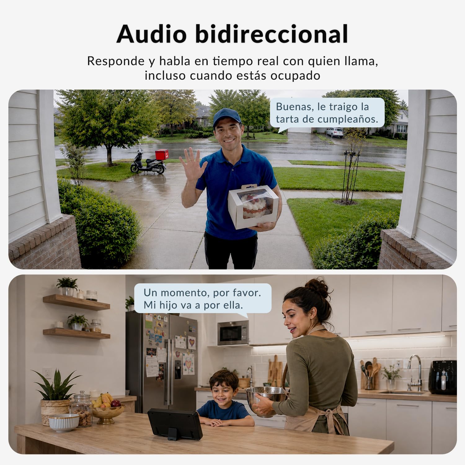 Timbre Inalámbrico con Cámara Exterior Impermeable, Videoportero Inalambrico con Pantalla de 4,5", Angular de 120°, Visión Nocturna y Audio Bidireccional, Batería de Larga Duración, No Requiere WiFi