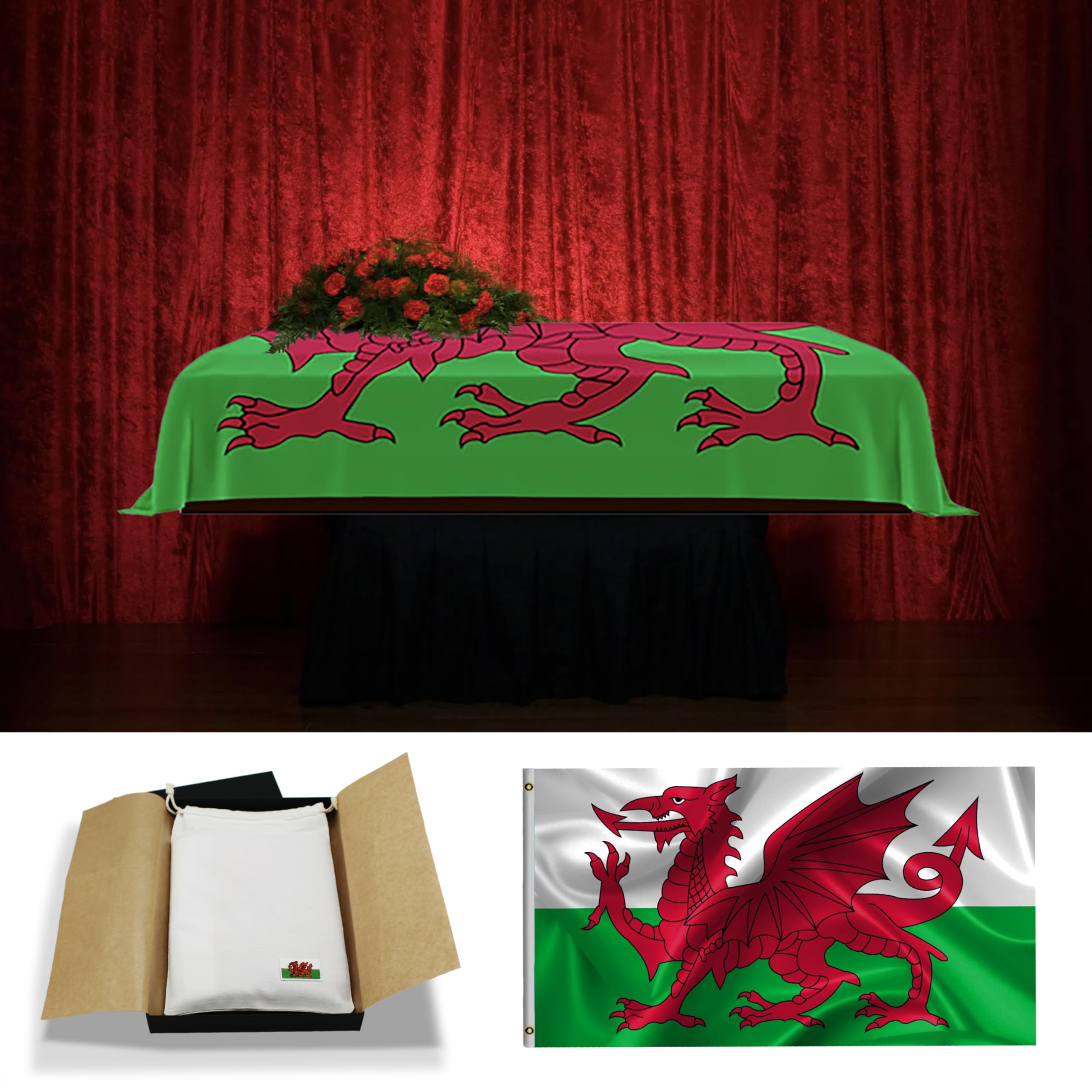 Drapeau géant du Pays de Galles haut de gamme et son coffret luxe