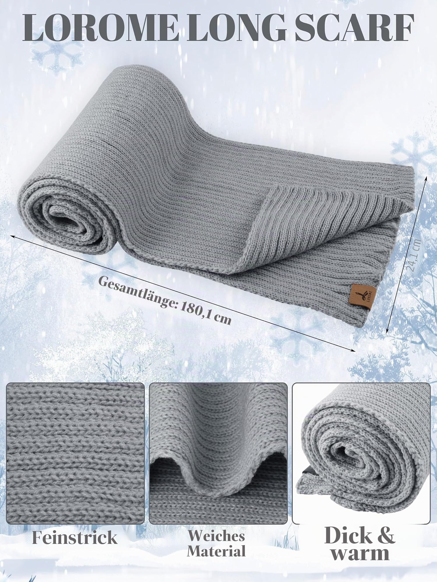LOROME Damen Winter Beanie Mütze Schal Handschuhe Set Fleece Strick Pompon Mütze Warm Halstuch Touchscreen Handschuhe Winter Geschenk
