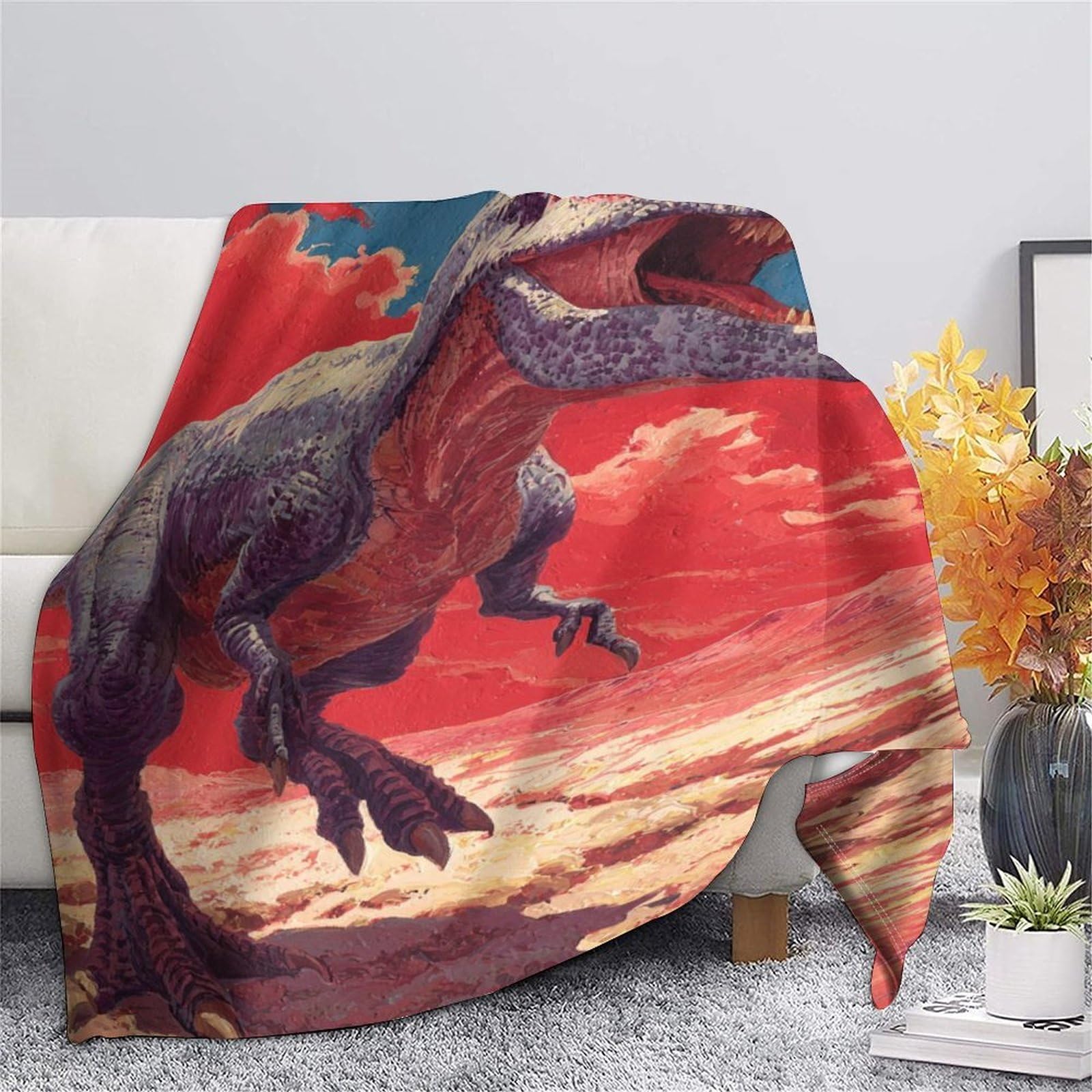 Disegno a Guazzo di un Dinosauro Ropa Cama Para Adolescente Estampada Manta De Felpa Cómoda Y Suave Y Esponjosa Adecuada Para Sofá Cama Sofá 80x90inch(200x230cm)