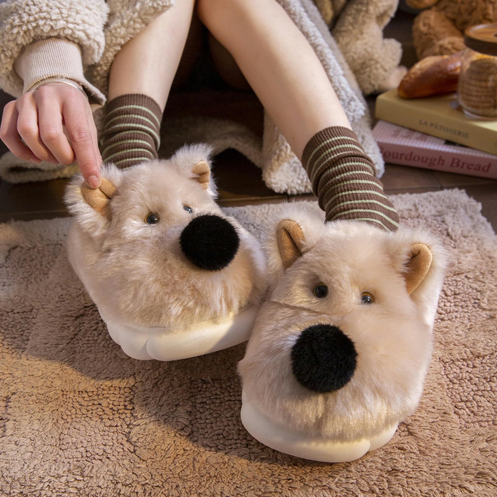 Pantofole Le Pantofole di Cotone Portano Pantofole da Casa Pantofole Calde Peluche Pannelli per Donne per Donne-grigio-42-43