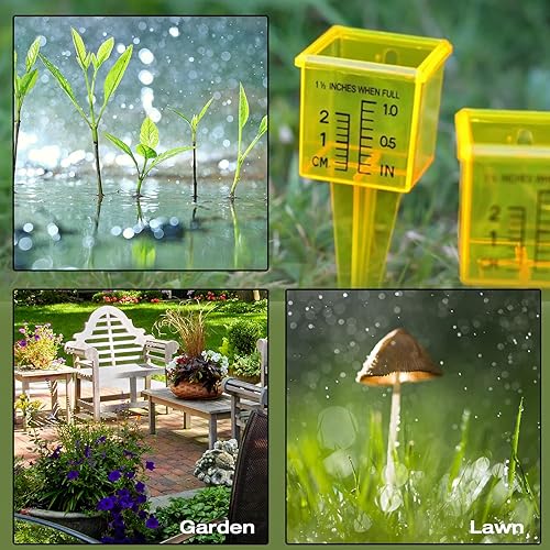 Miniatura 4 de UOIENRT Paquete de 10 medidores de lluvia, calibre de rociado de 1.5 pulgadas con números impresos para jardín, patio, césped, boca ancha