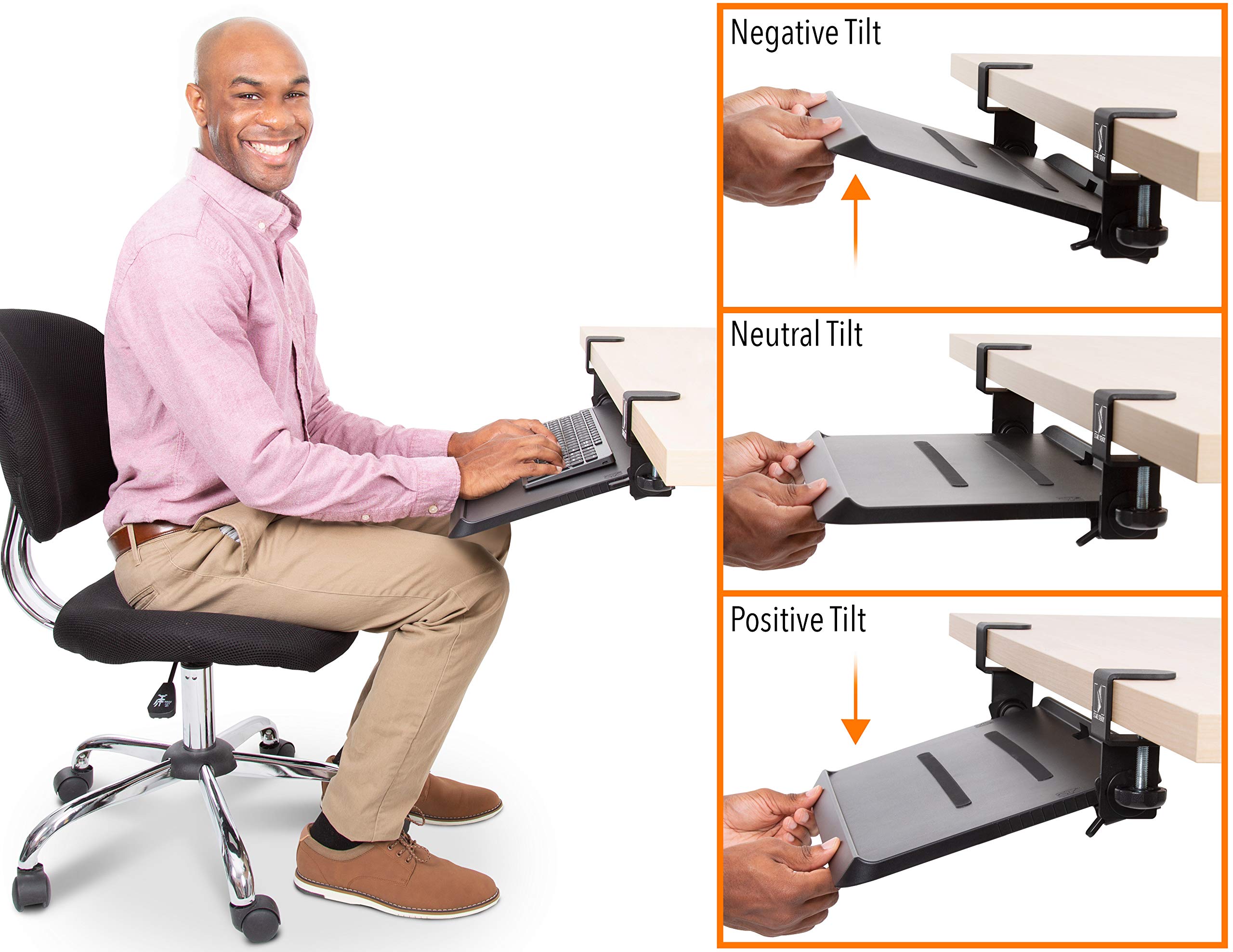 Stand Steady ClampOn Keyboard Tray with Adjustable Tilt Ergonomic