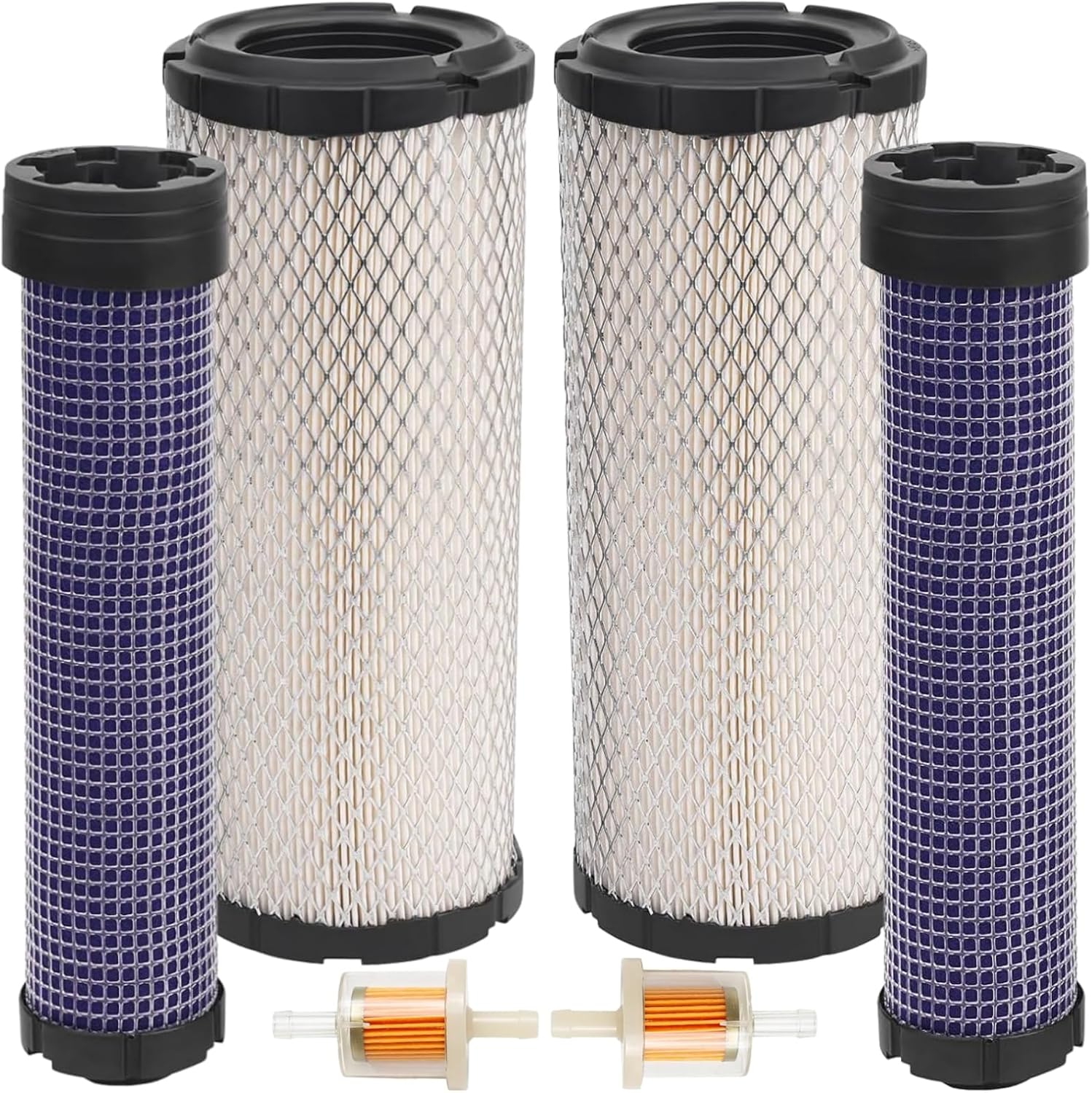 2pcs Air Filter Fits for Kawasaki 11013-7044 11013-7045 FX691V FX730V FX751V FX801V FX850V FX1000V Kohler 25 083 01-S M131803 M131802 Donaldson P821575 P822858 Inner & Outer Air Filter Cleaners Combo