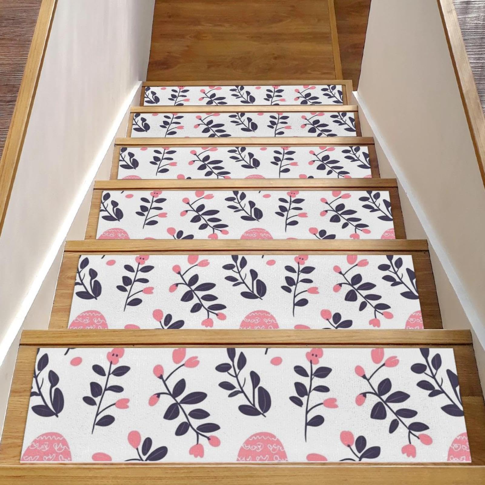 Tapis d'escalier antidérapant pour décorer la maison au printemps