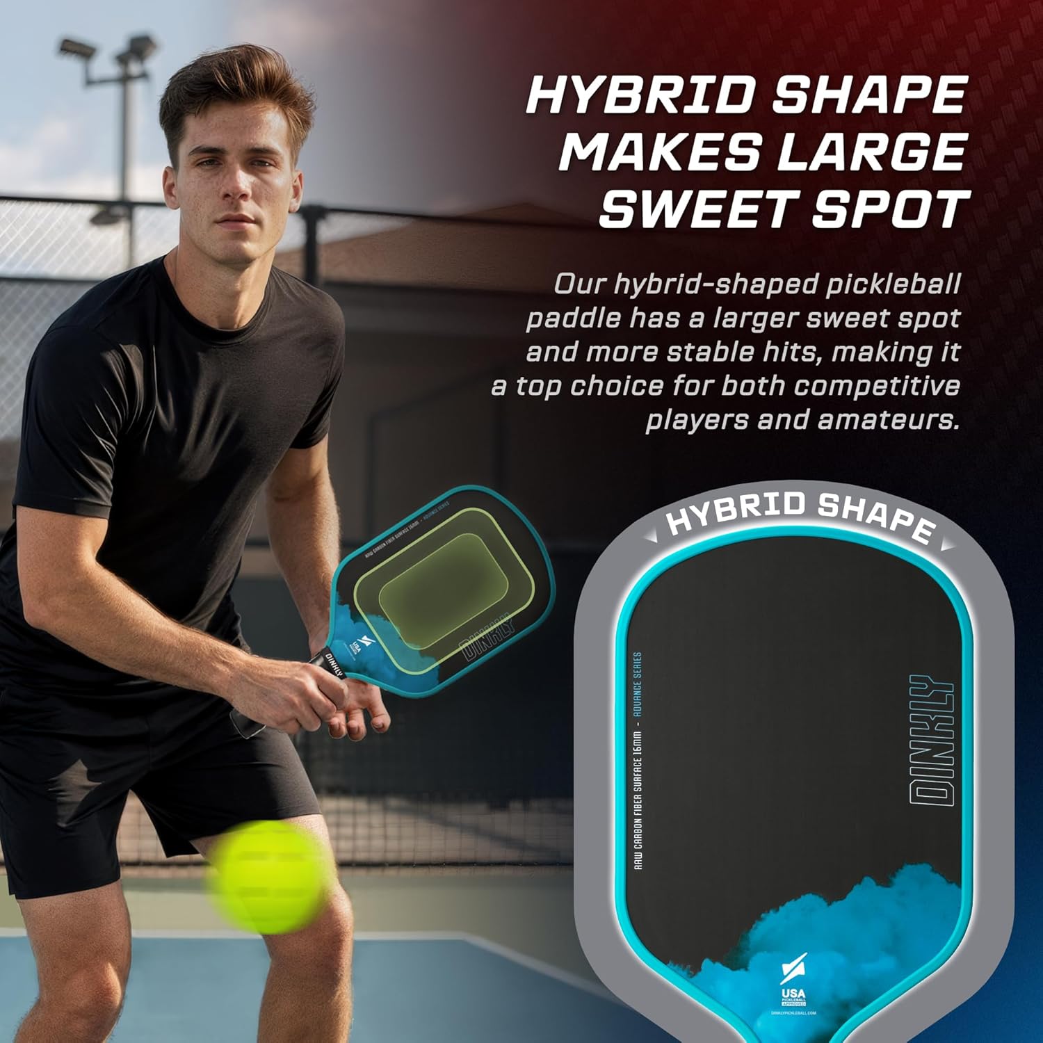 Raw Carbon Pickleball Paddles Set of 2/4, T700 Carbon Fiber Rackets with 16MM Honeycomb Polymer Core, 4 Balls and 1 Portable Carry Bag, USAPA Approved Pickleball Set for Men, Women - Image 3