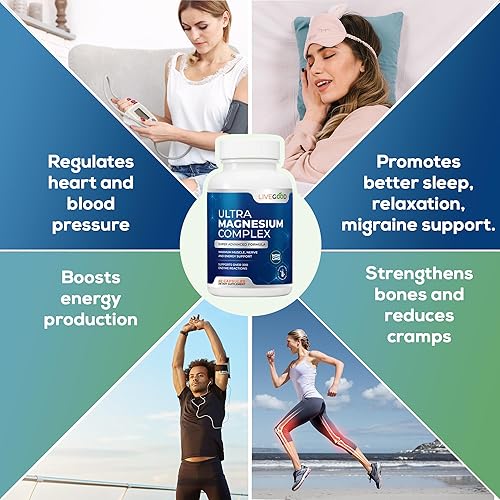 Miniatura 5 de LiveGood Complejo de ultra magnesio, glicinato de magnesio orgánico y gluconato para recuperación muscular, apoyo y alivio nervioso, suplemento de