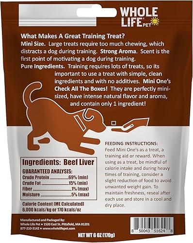 Miniatura 7 de Whole Life Pet Mini Ones - Golosinas de hígado de res para perros pequeños o golosinas de entrenamiento para perros de cualquier tamaño, grado
