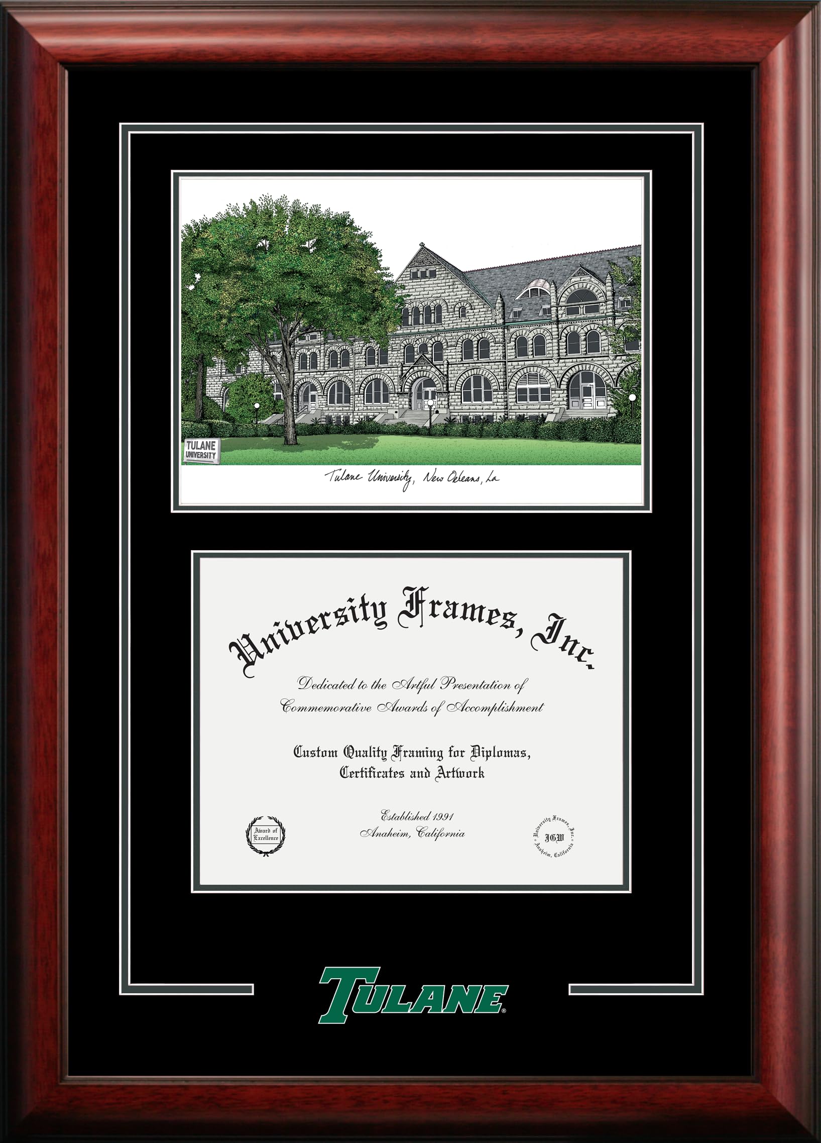Campus Images LA995SG Tulane University Spirit Graduate Diploma Frame, 14" x 17"