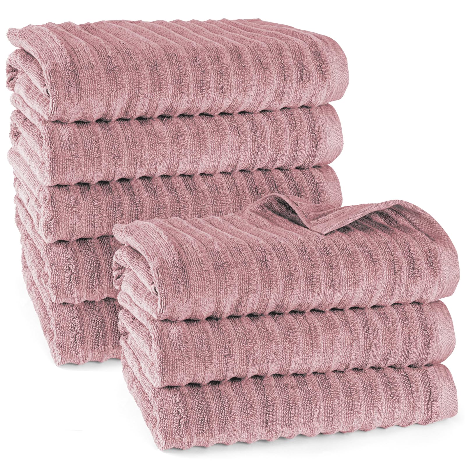 Pure Label Badetuch - 8er-Pack 70x140cm aus 100% Baumwolle - saugstark, schnelltrockend & weich - Duschtücher mit Anhängeschlaufe - Oeko-TEX Zertifiziert - Mauve