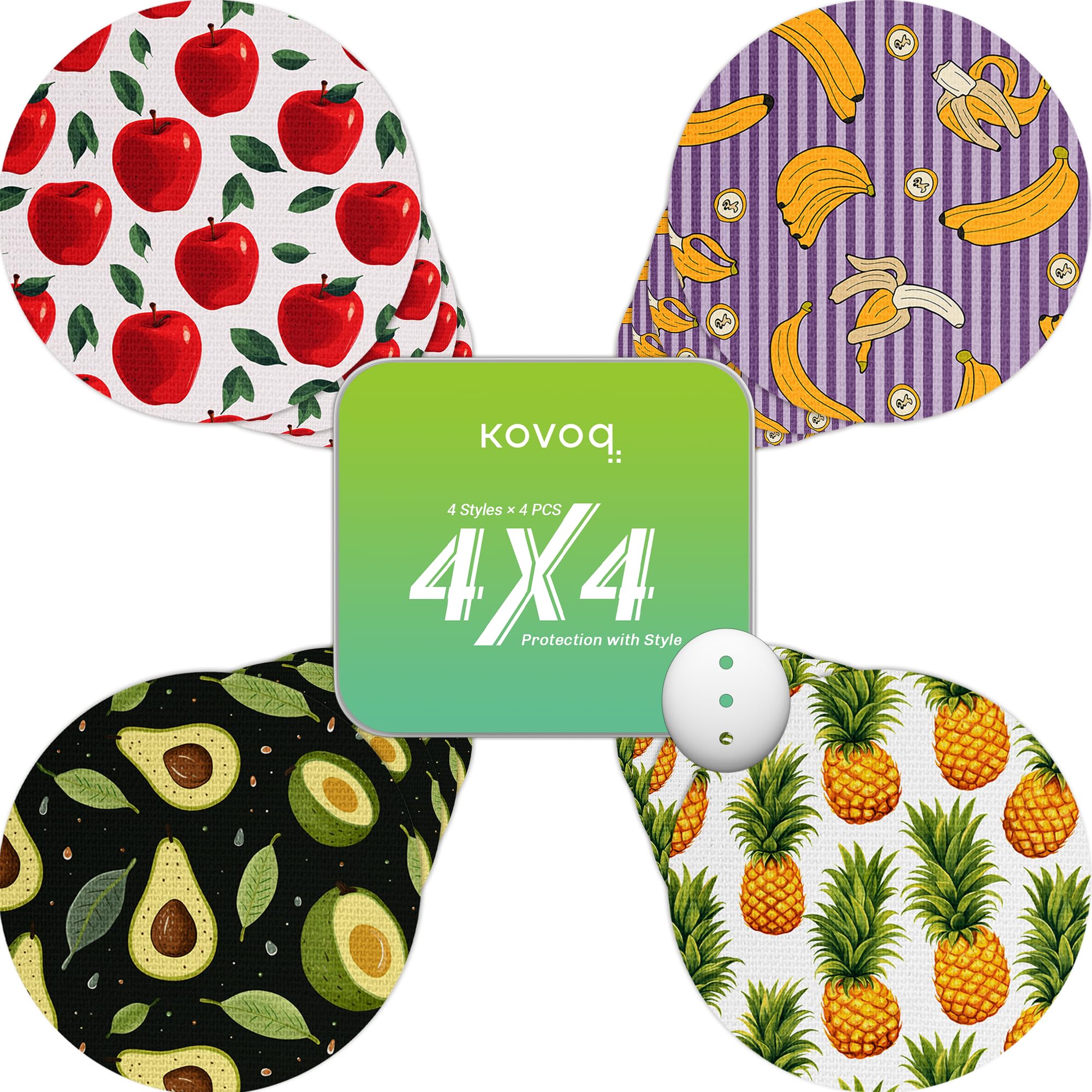 Dexcom G7 Over Patches, 16 Printed Waterproof Dexcom Stelo & G7 Over Patches, 1 Hardshell Cover for Enhanced Safeguard, Breathable, 14 Days Protection with Style (Apple)