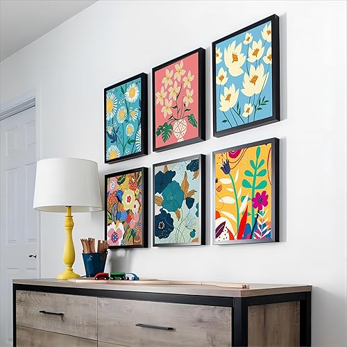 Miniatura 3 de Paquete de 6 pinturas por números para adultos, pintura por números, flores, pintura de flores por números, perfecta para regalo, decoración de