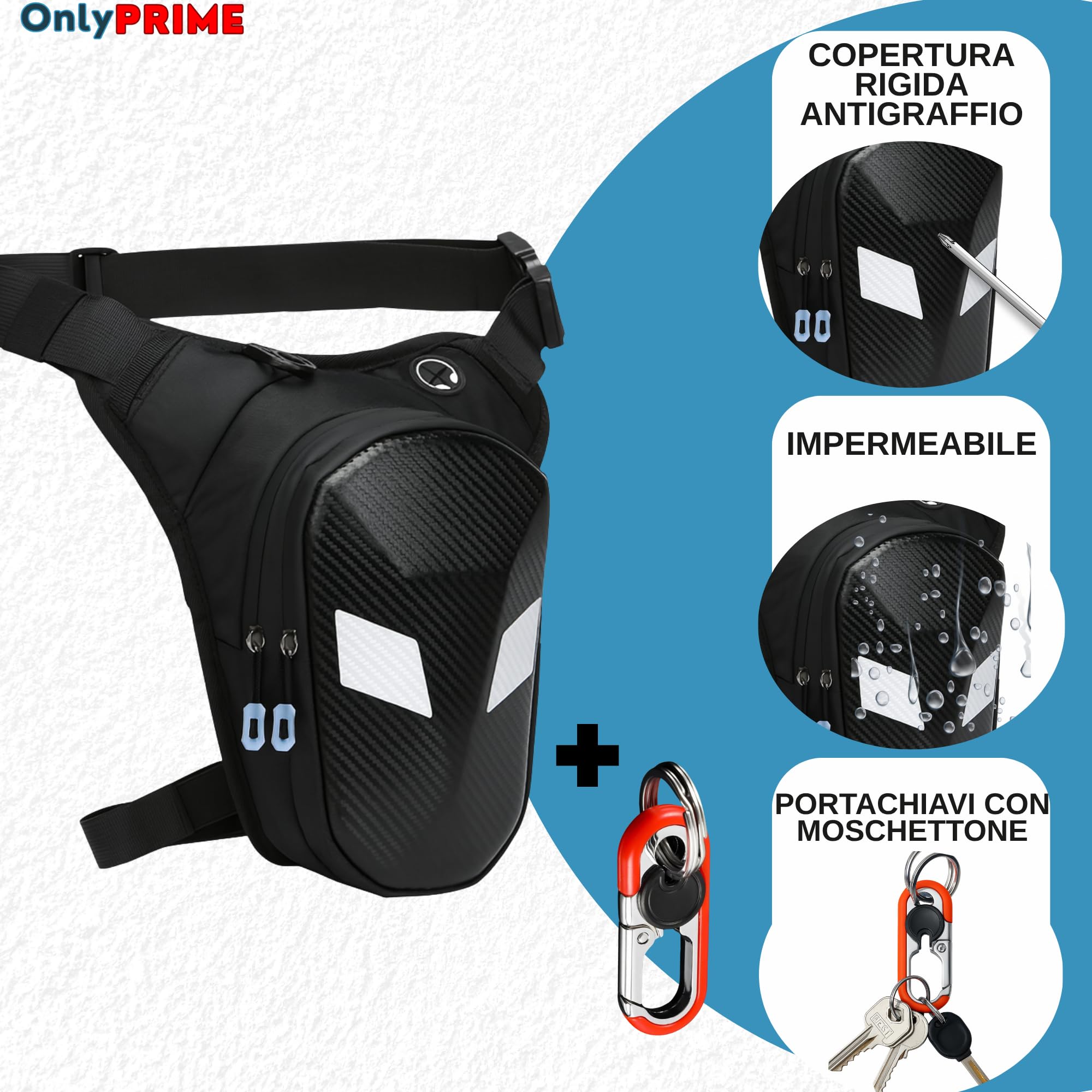 Marsupio da Gamba Tattico Impermeabile per Moto Uomo – Borsello Gamba Resistente con Copertina Rigida