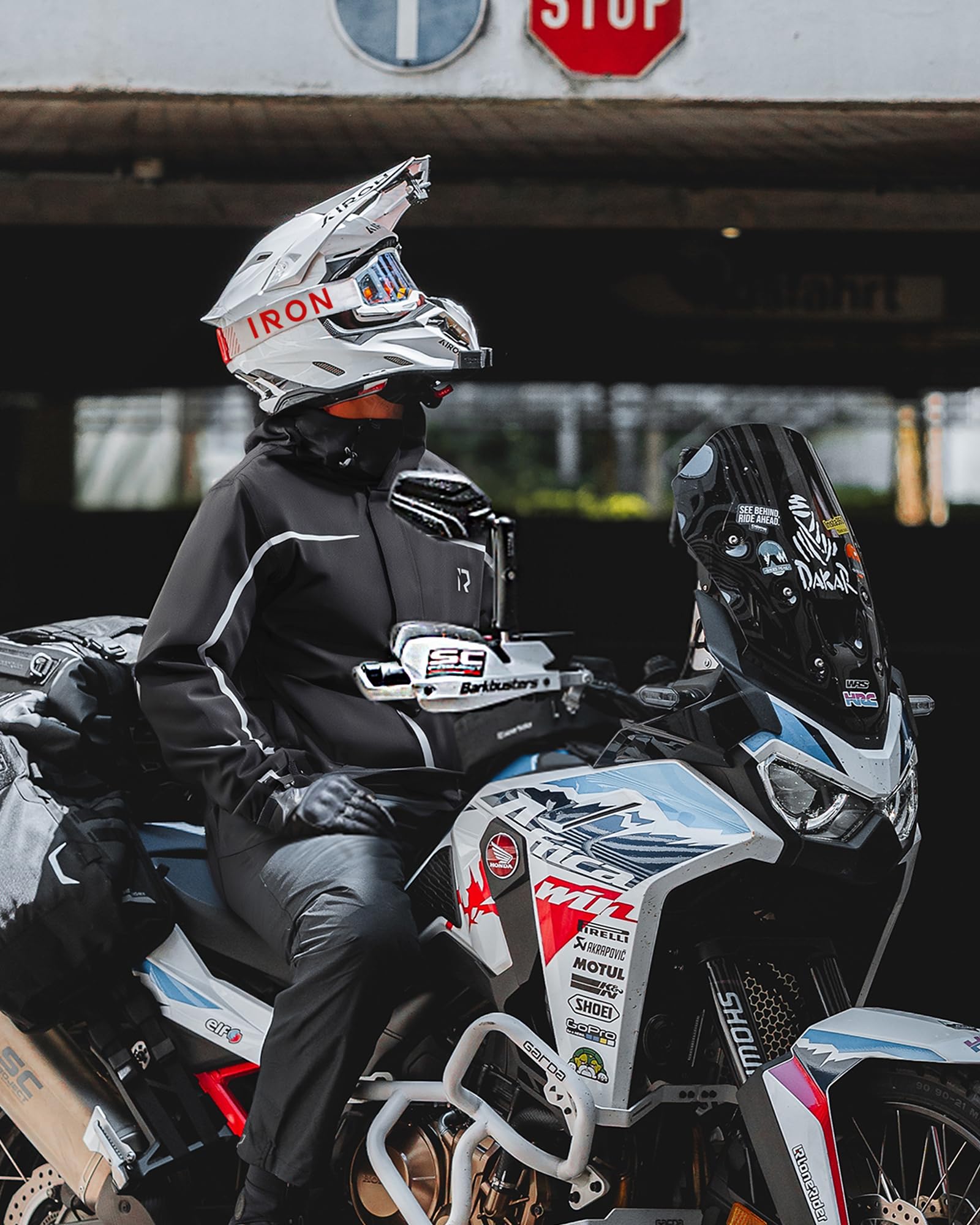 RIDEIRON Regenjacke Herren Set Motorrad Regenkombi Herren Regenjacke Herren Wasserdicht Atmungsaktiv Reflektierend Leicht winddichter Outdoor für Fahrradfahrer,Schwarz