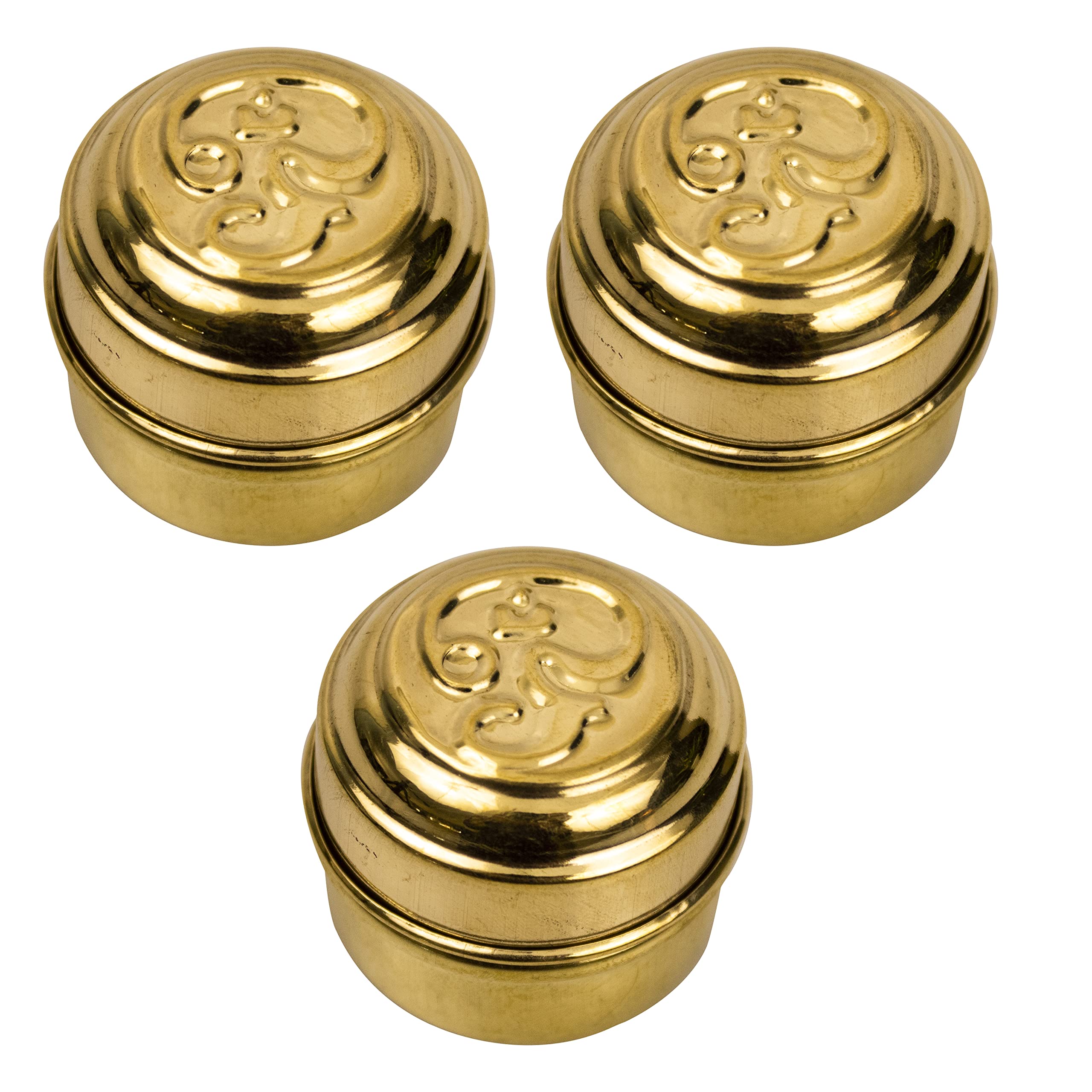 Brass Pooja Box - Store Kumkum & Puja Powders -6