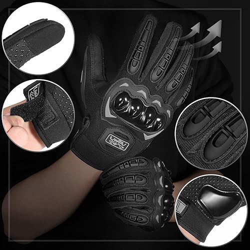 Miniatura 2 de COFIT Guantes de motocicleta transpirables, con pantalla táctil, antideslizantes con buen agarre, protección de nudillos duros para hombres y