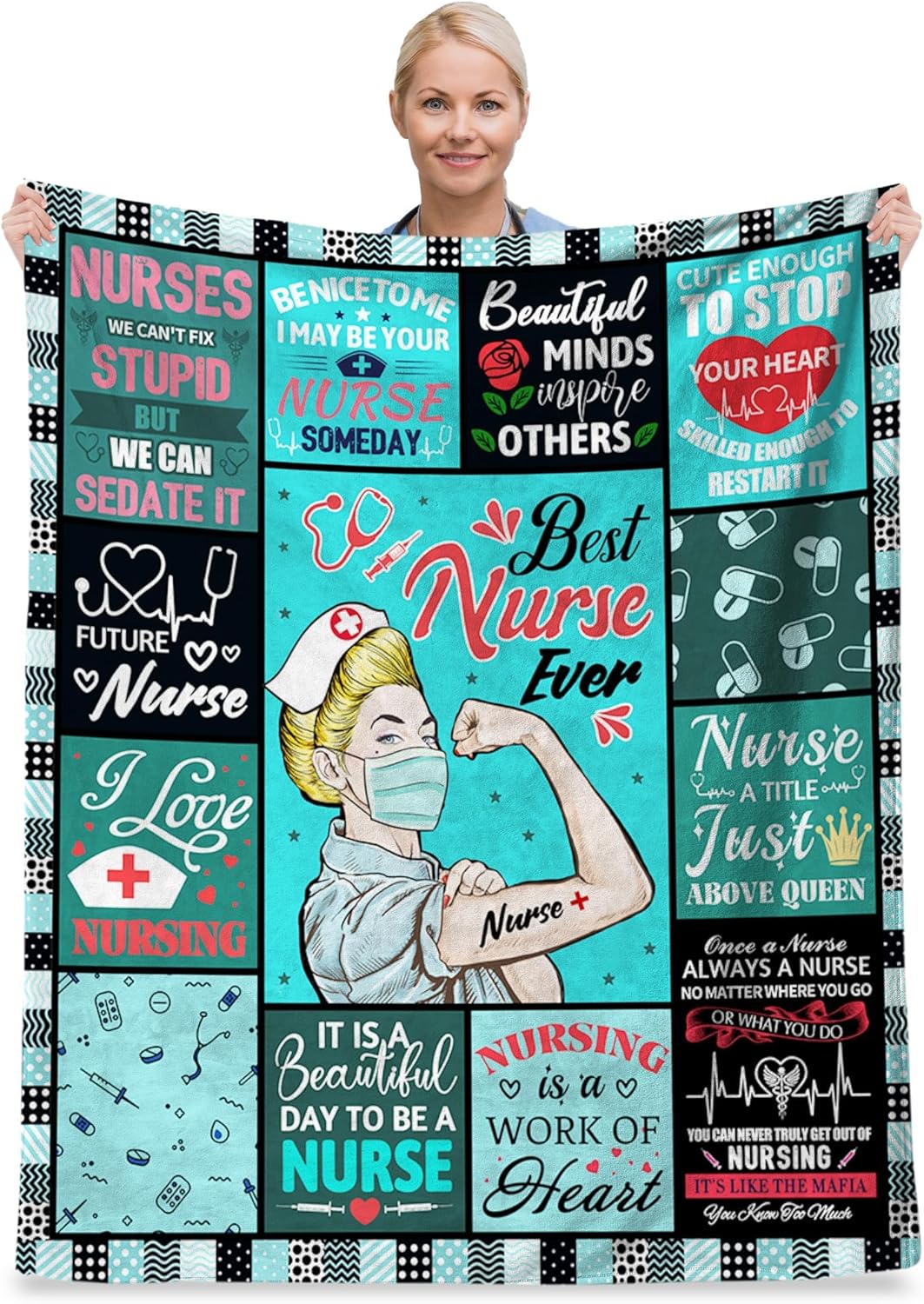 Nurse Day Gifts for Women, Nurse Week Gift for Nurses, Nurse Practitioner Gifts for Women, Nursing Graduation Gifts, Nurse Appreciation Gifts Soft Warm Nurse Throw Blanket 60 x 80 Inch