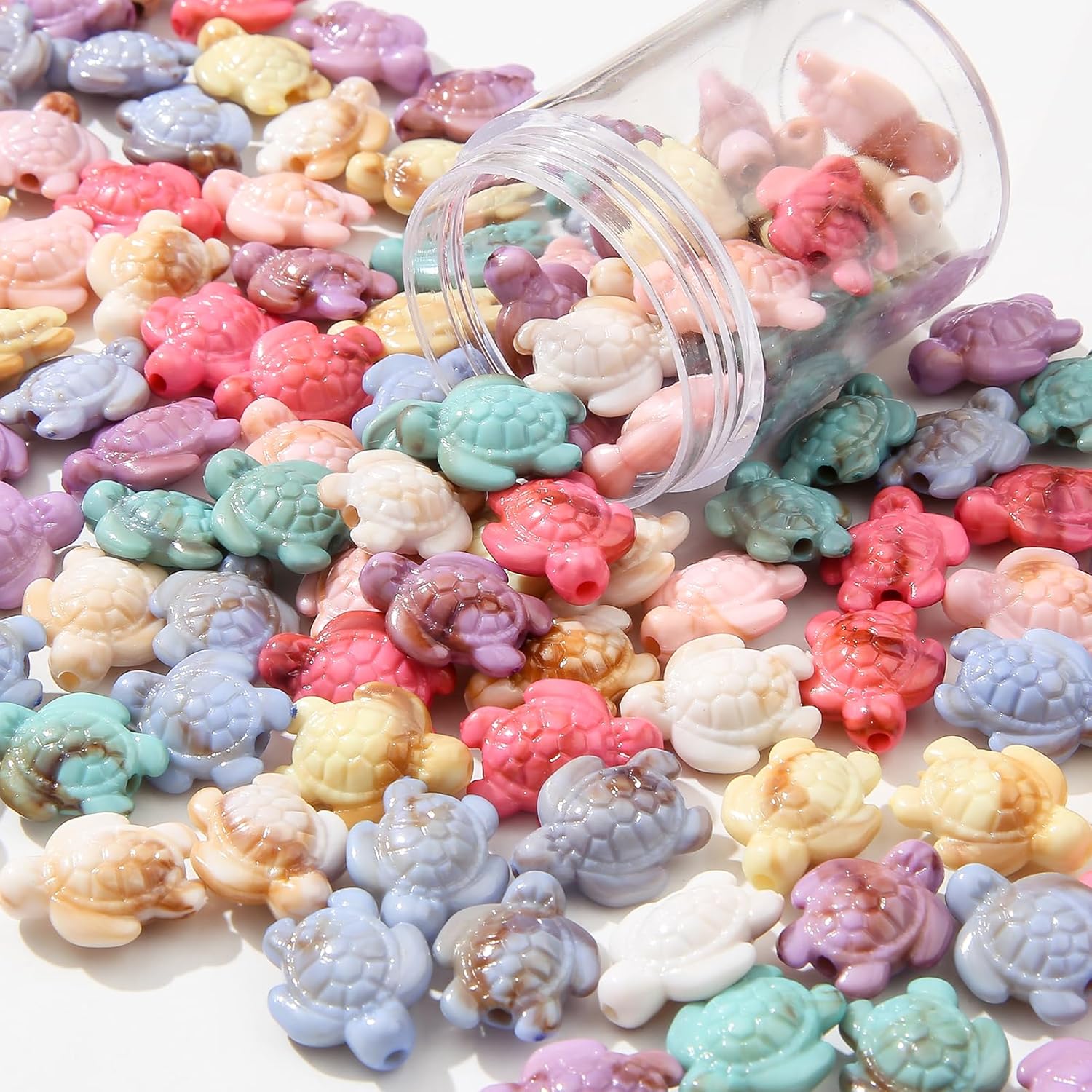 200pcs Acrylic Turtle Beads Ocean Sea Theme Turtle Charms Summer Hawaii Beaded for Jewelry Making Beading Kit Bracelets DIY Supplies (Color Turtle) - Image 6