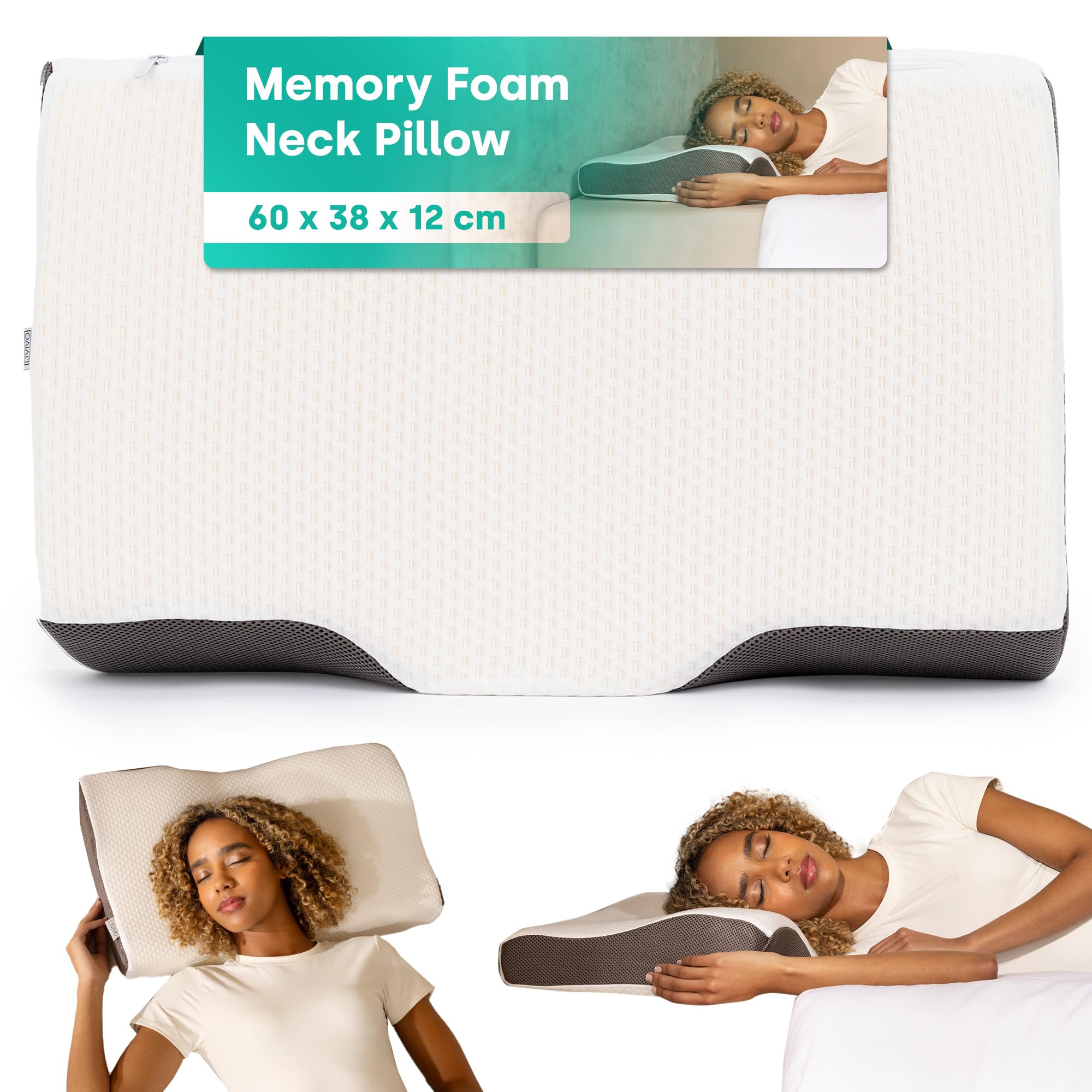 Livivo Grey Memory Foam Pillow - Ergonomic Cervical Neck Pillows For Neck And Shoulder Pain With Breathable Washable Cover, Contour Neck Support Pillow For Back Stomach And Side Sleepers
